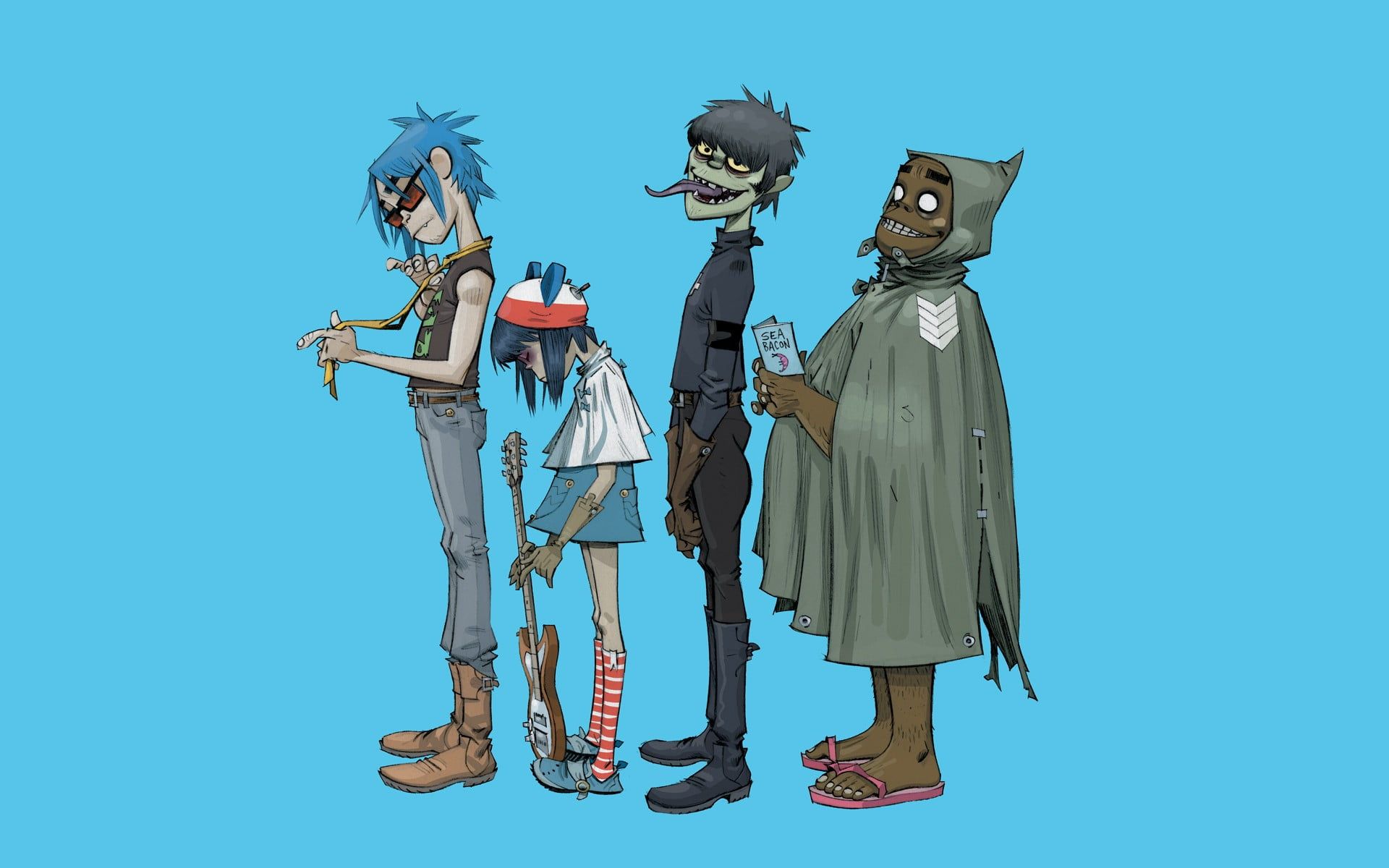 Personaggi Gorillaz sfondo azzurro, 1920x1200 WUXGA, Laptop