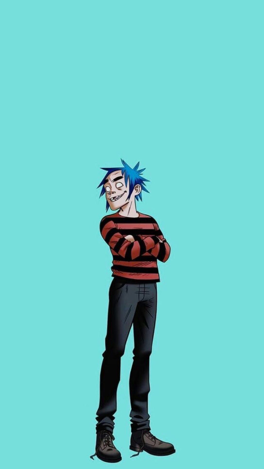 Personaggio Gorillaz sfondo turchese, 1088x1934 Verticale, iPhone Pro