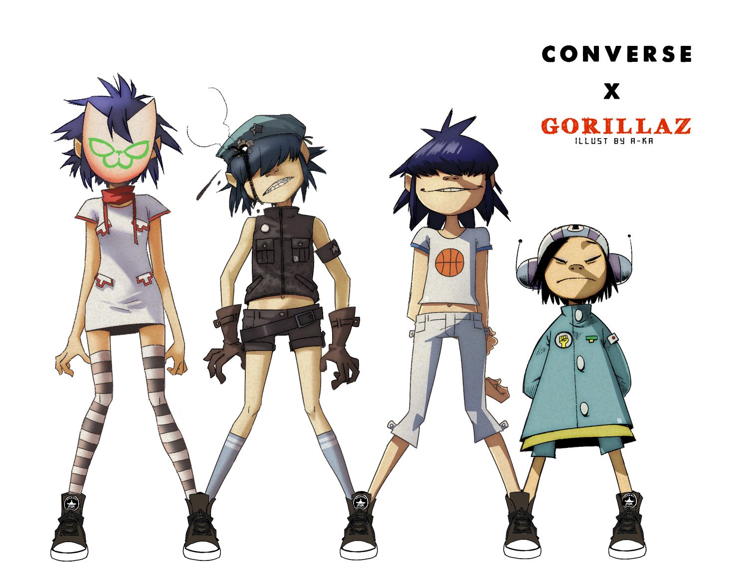 Gorillaz personaggi Converse illustrazione, 1500x1167 720p, PC
