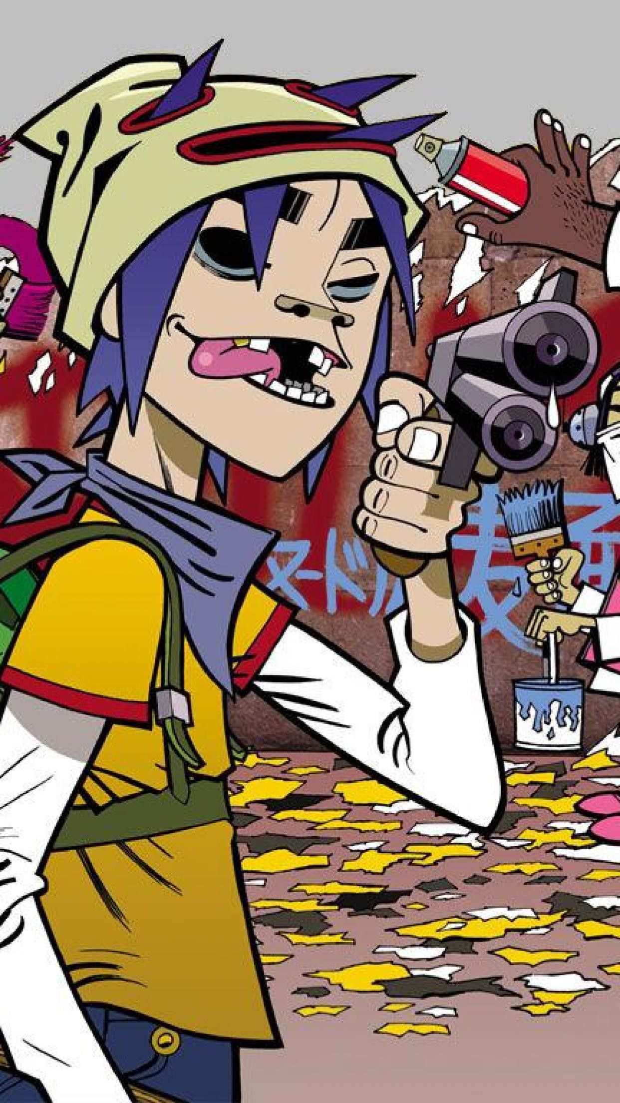 Gorillaz personaggio 2D pistola, 1242x2208 Verticale, iPhone Pro Max
