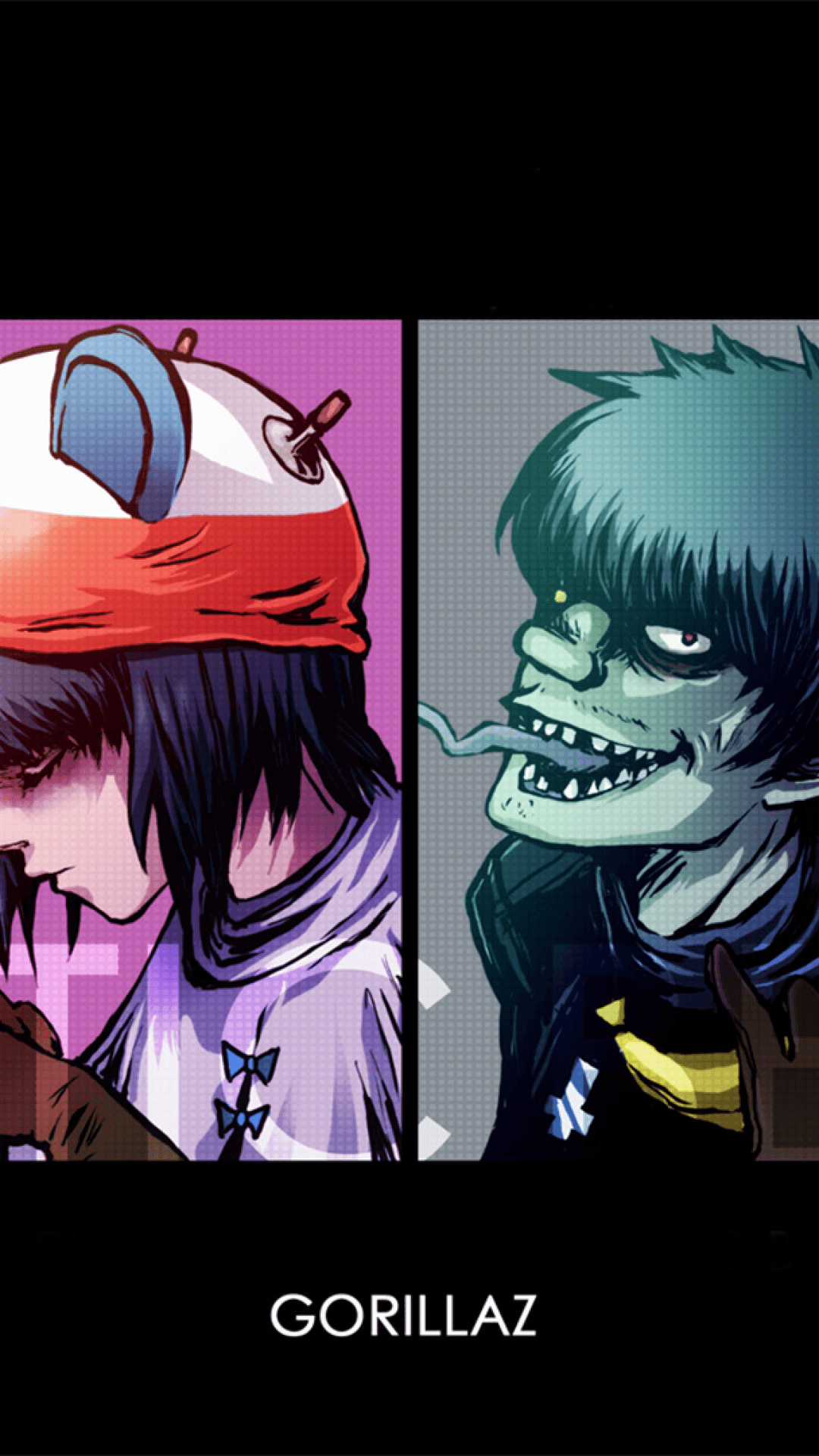 Personaggio Gorillaz capovolto, 720x1231 Full HD Verticale, iPhone