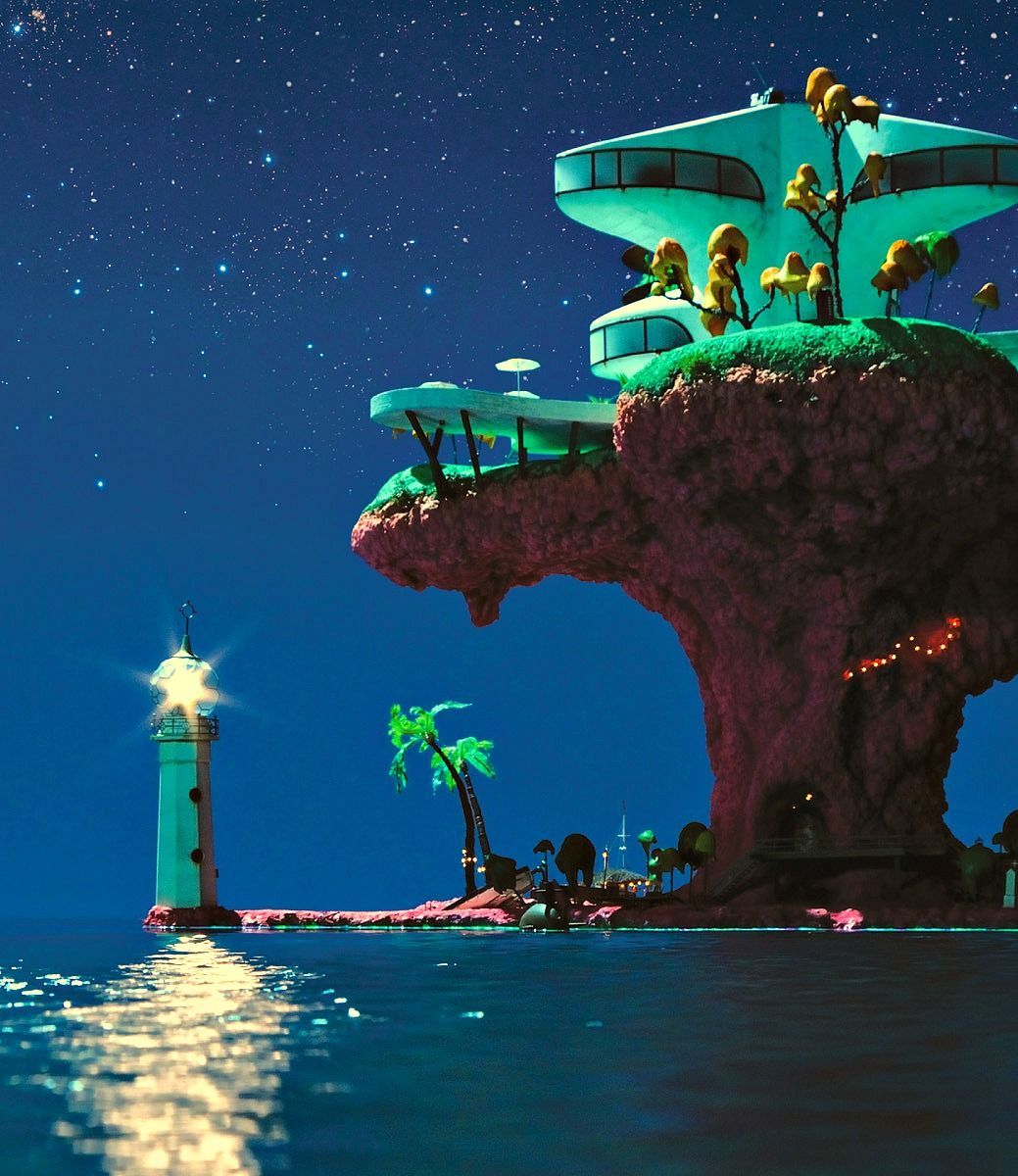 Gorillaz Plastic Beach isola notturna, 1039x1200 Full HD Verticale, iPhone