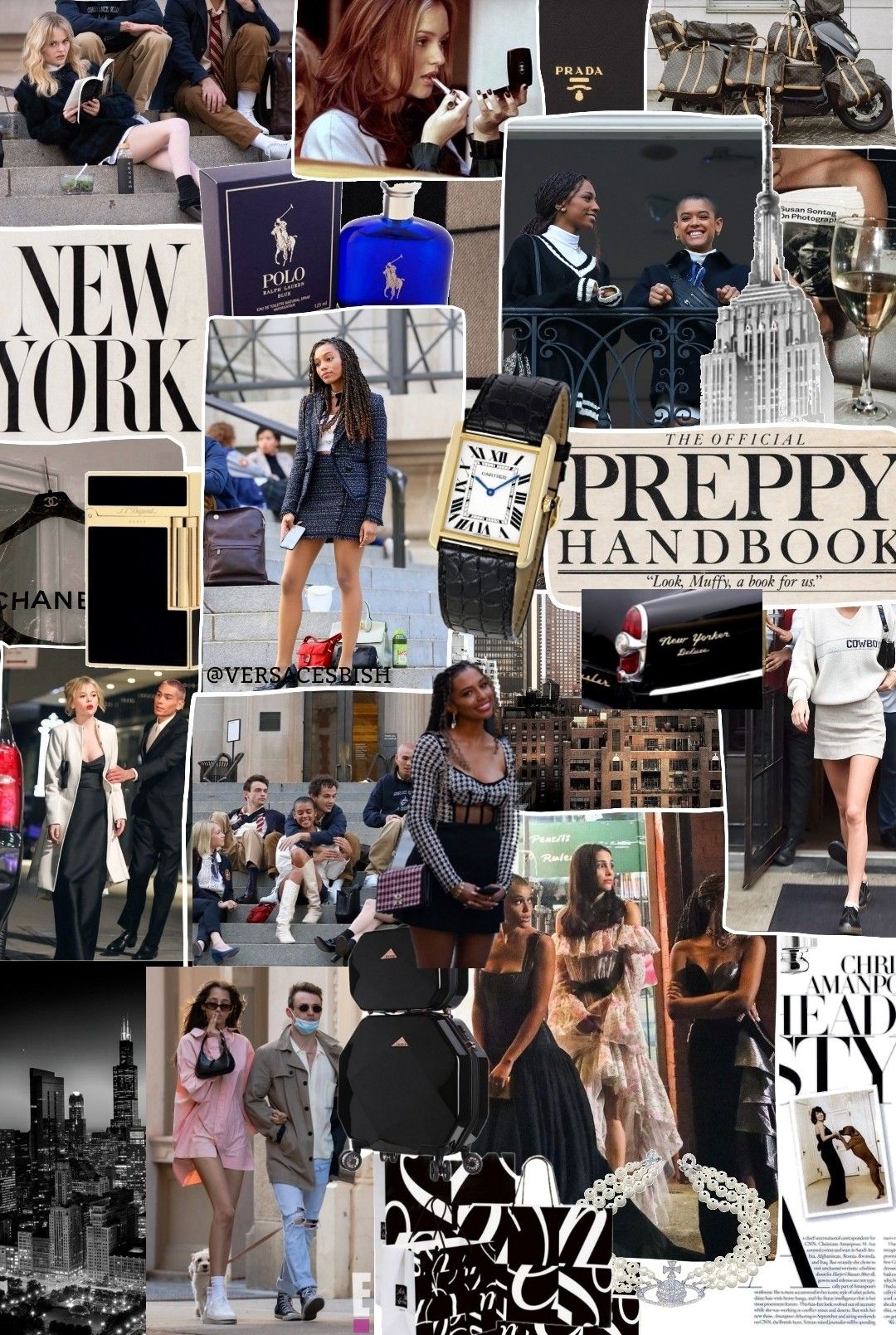 Collage moda preppy New York, 1080x1609 Full HD Verticale, iPhone