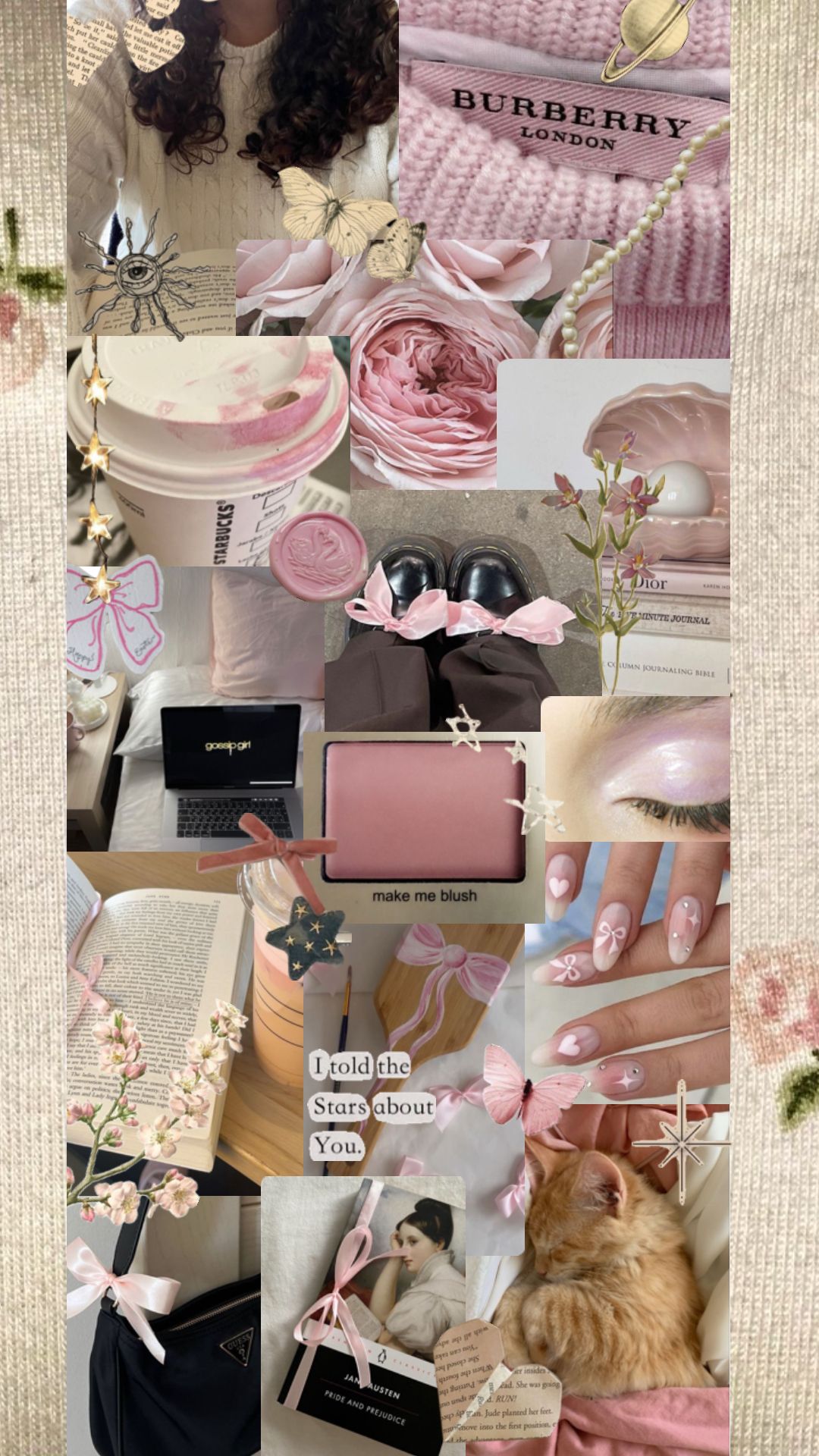 Collage rosa moda Burberry, 1080x1920 Full HD Verticale, Smartphone