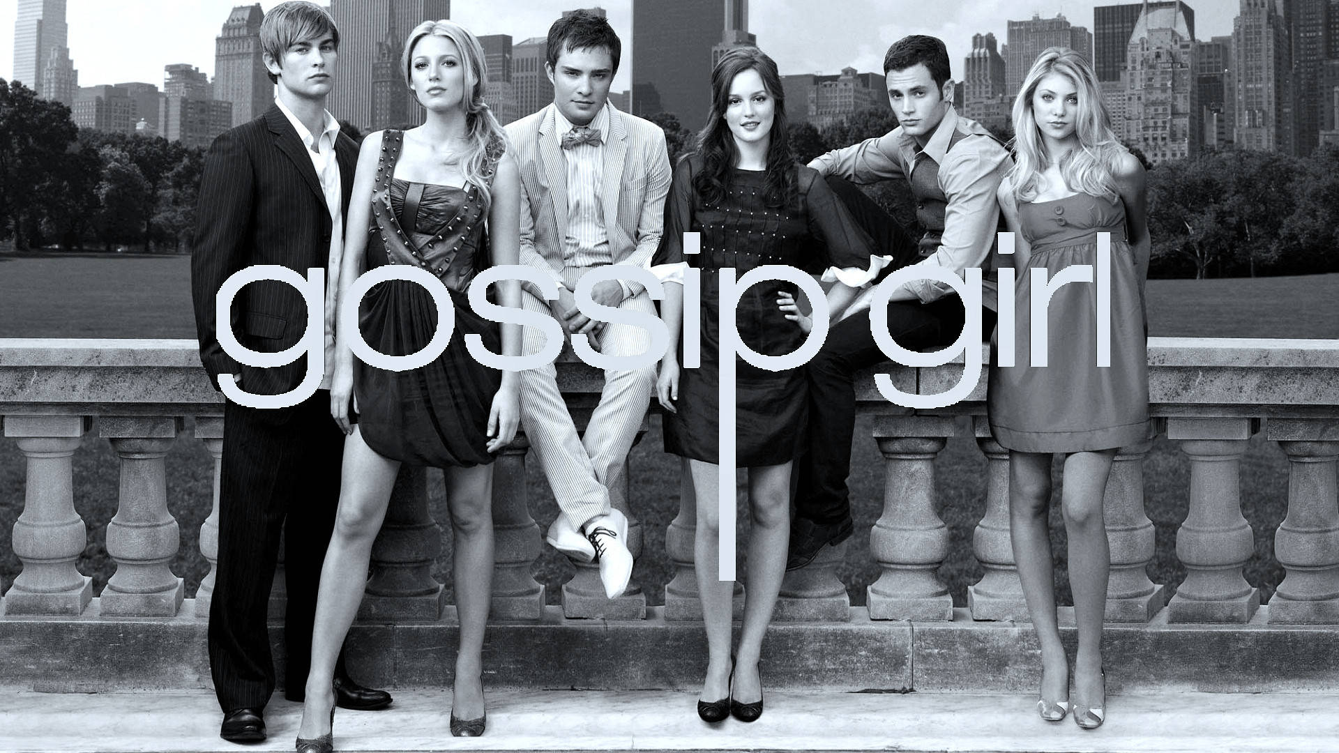 Cast Gossip Girl bianco e nero, 1920x1080 Full HD, PC Desktop