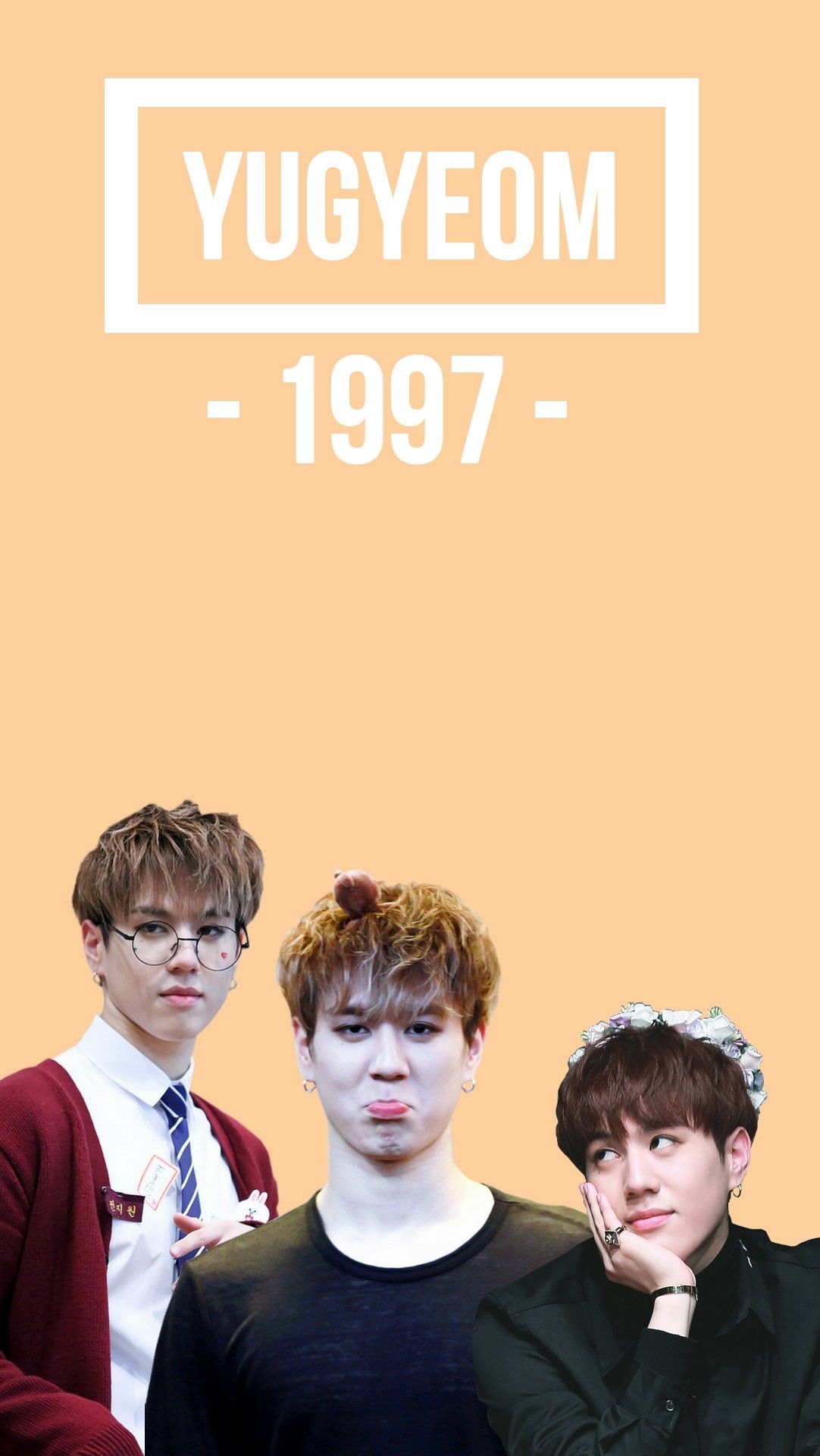 Yugyeom Got7 collage arancione, 1082x1920 Full HD Verticale, Smartphone