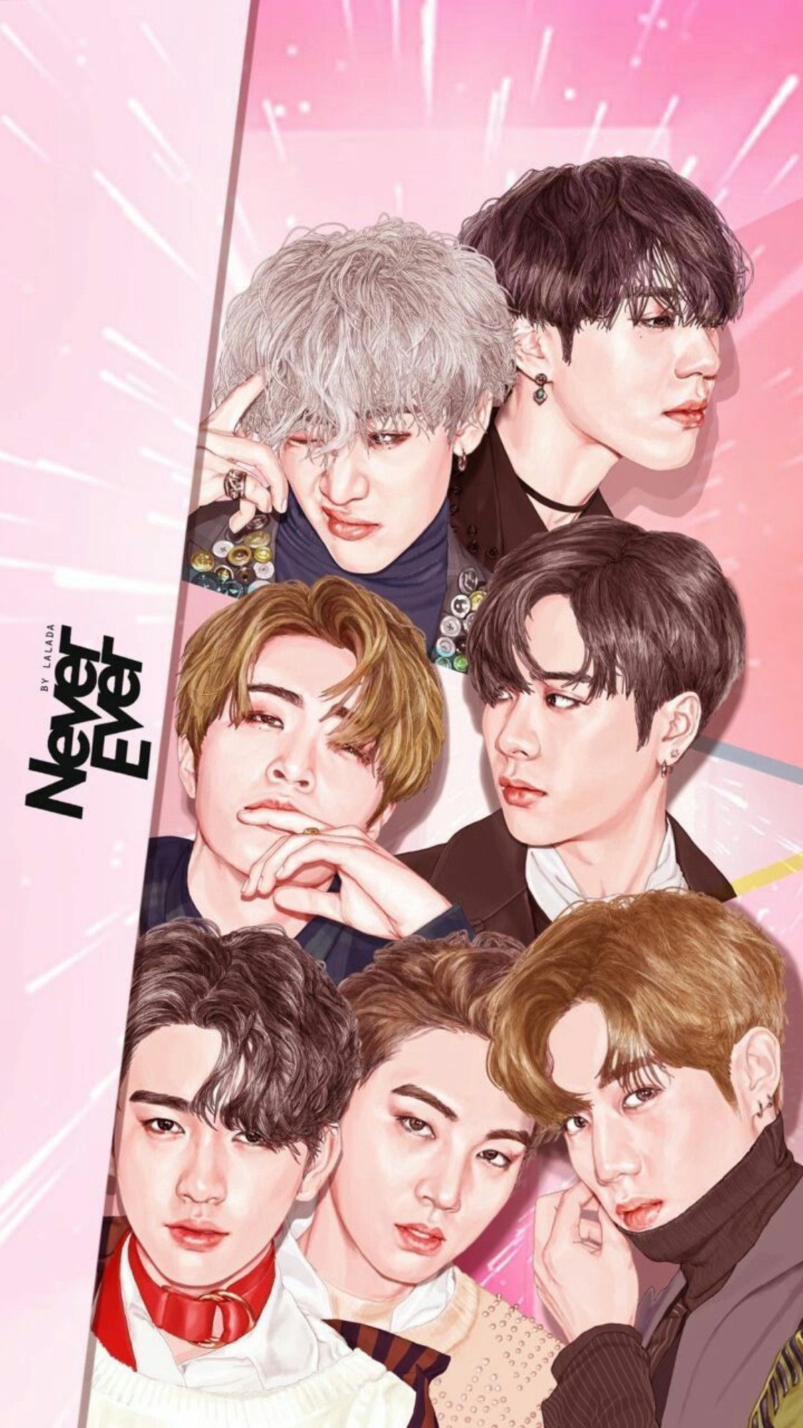 Got7 gruppo K-pop illustrato, 1125x2001 Full HD Verticale, iPhone