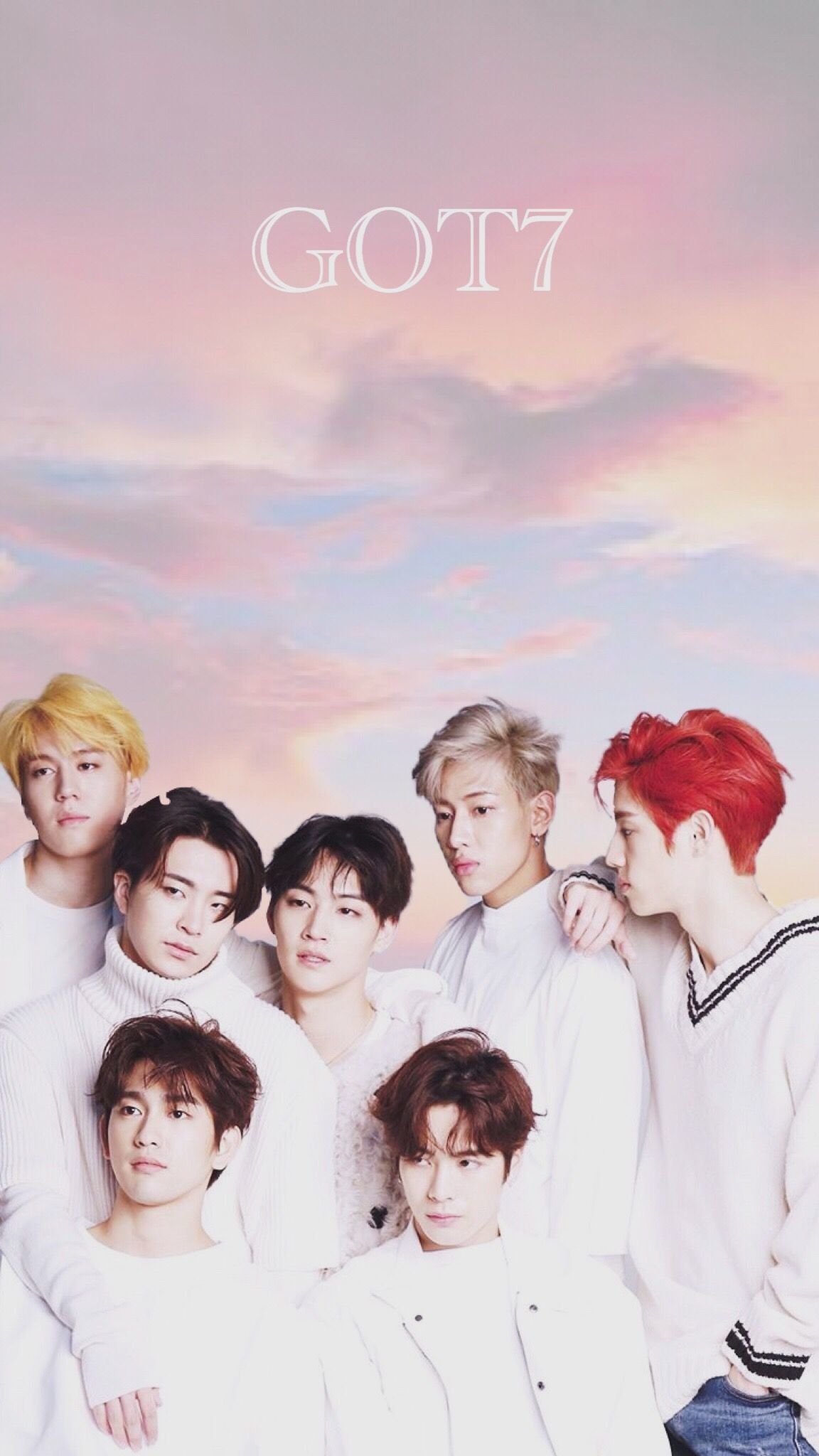Gruppo GOT7 cielo pastello, JYP Entertainment, 1152x2048 Full HD Verticale, iPhone