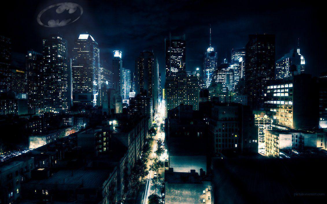 Gotham City skyline notturno Batman, DC Comics, 1131x707 HD, PC