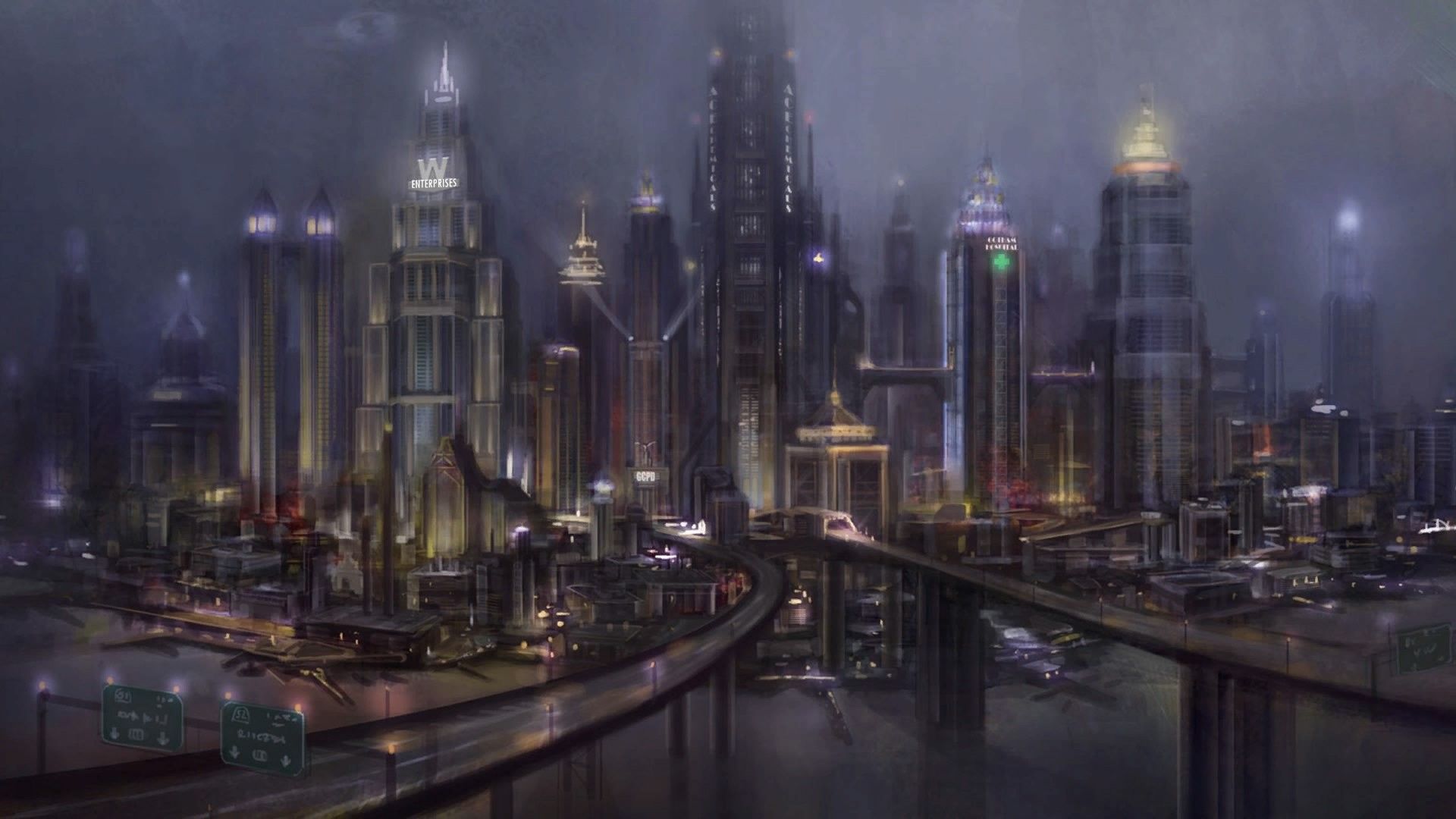 Skyline città notturna gotica, 1920x1080 Full HD 1080p, Desktop