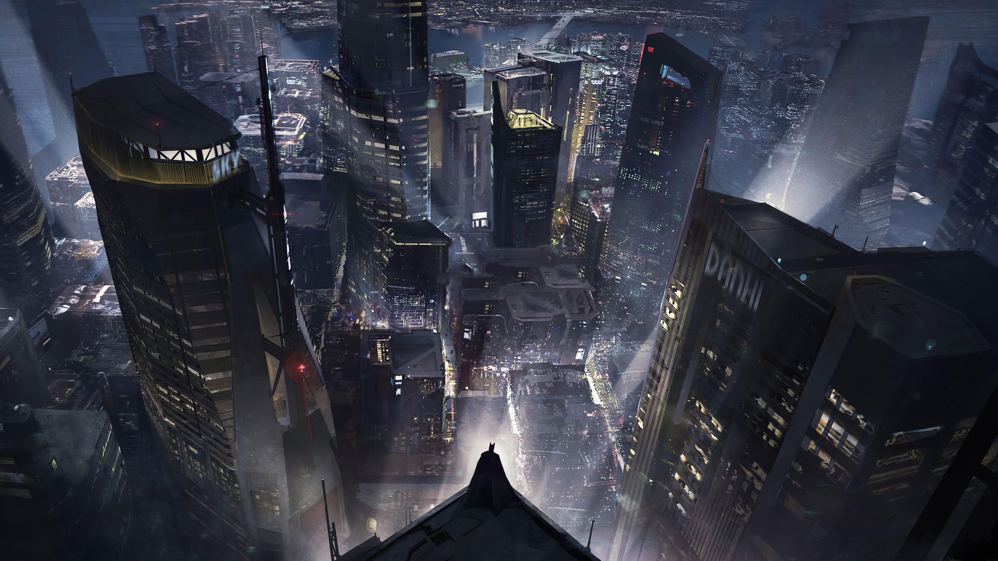 Batman su Gotham City notturna, 3840x2160 4K, Desktop 4K