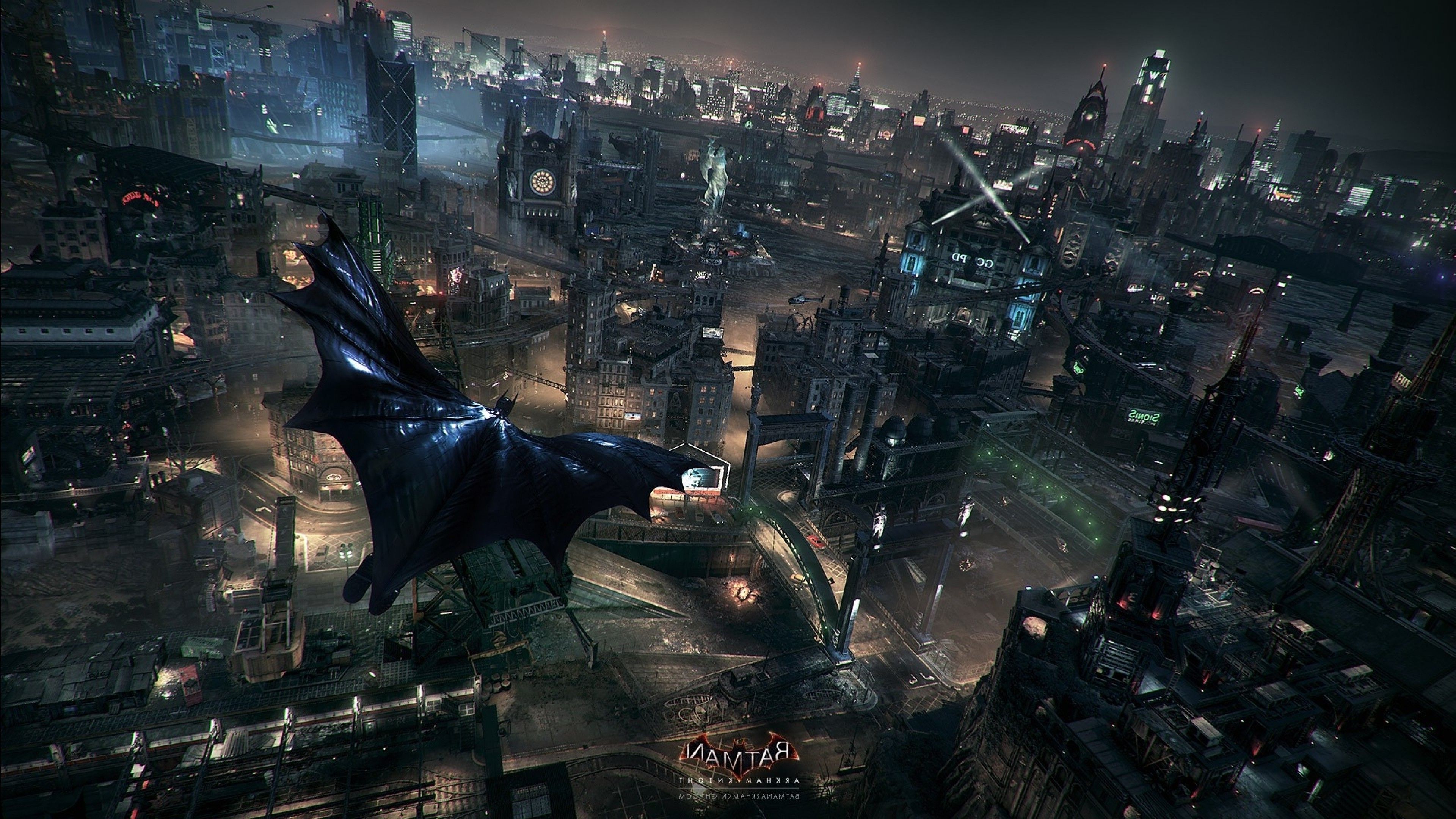 Batman sorvola Gotham City, 3840x2160 Ultra HD, 4K TV