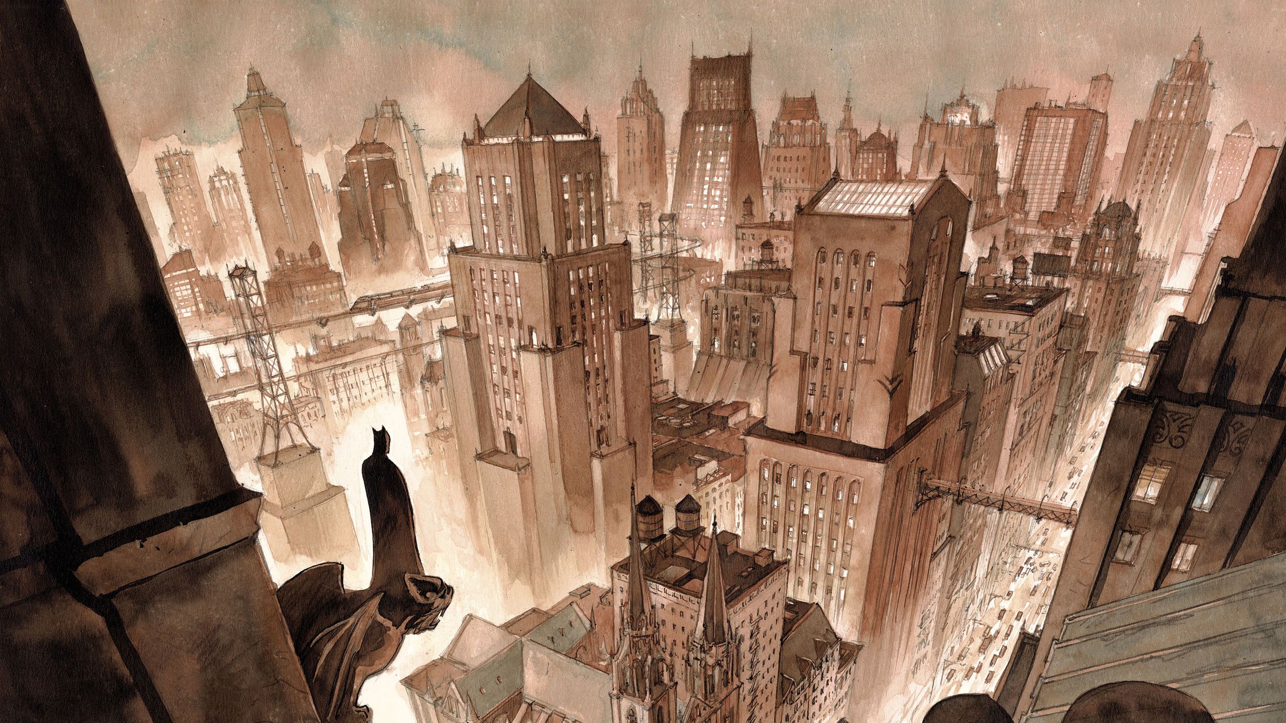 Batman su tetto Gotham City, 2560x1440 2K QHD, PC
