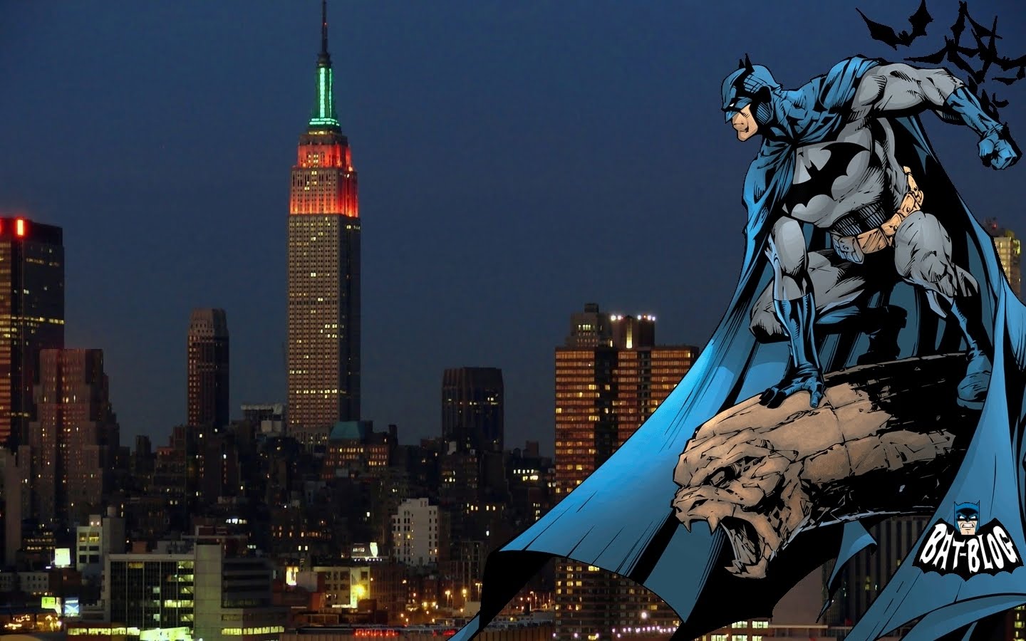 Batman su skyline notturno, Gotham, 1440x900 720p, Laptop