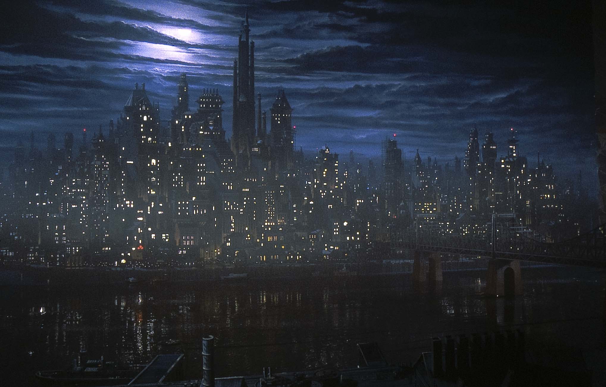 Skyline Gotham City notturno, 2037x1301 Hi-Res, Desktop
