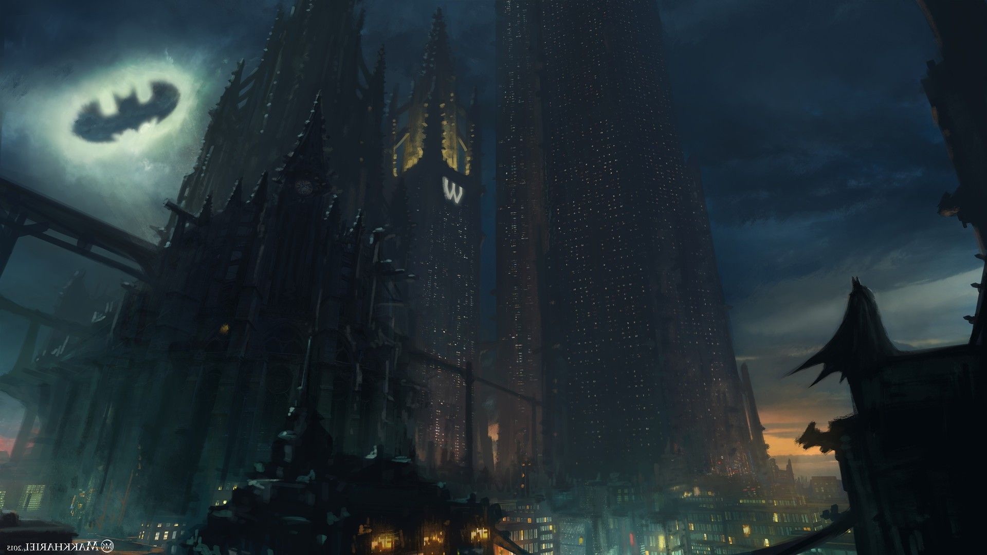 Gotham City segnale Batman, DC Comics, 1920x1080 Full HD 1080p, PC