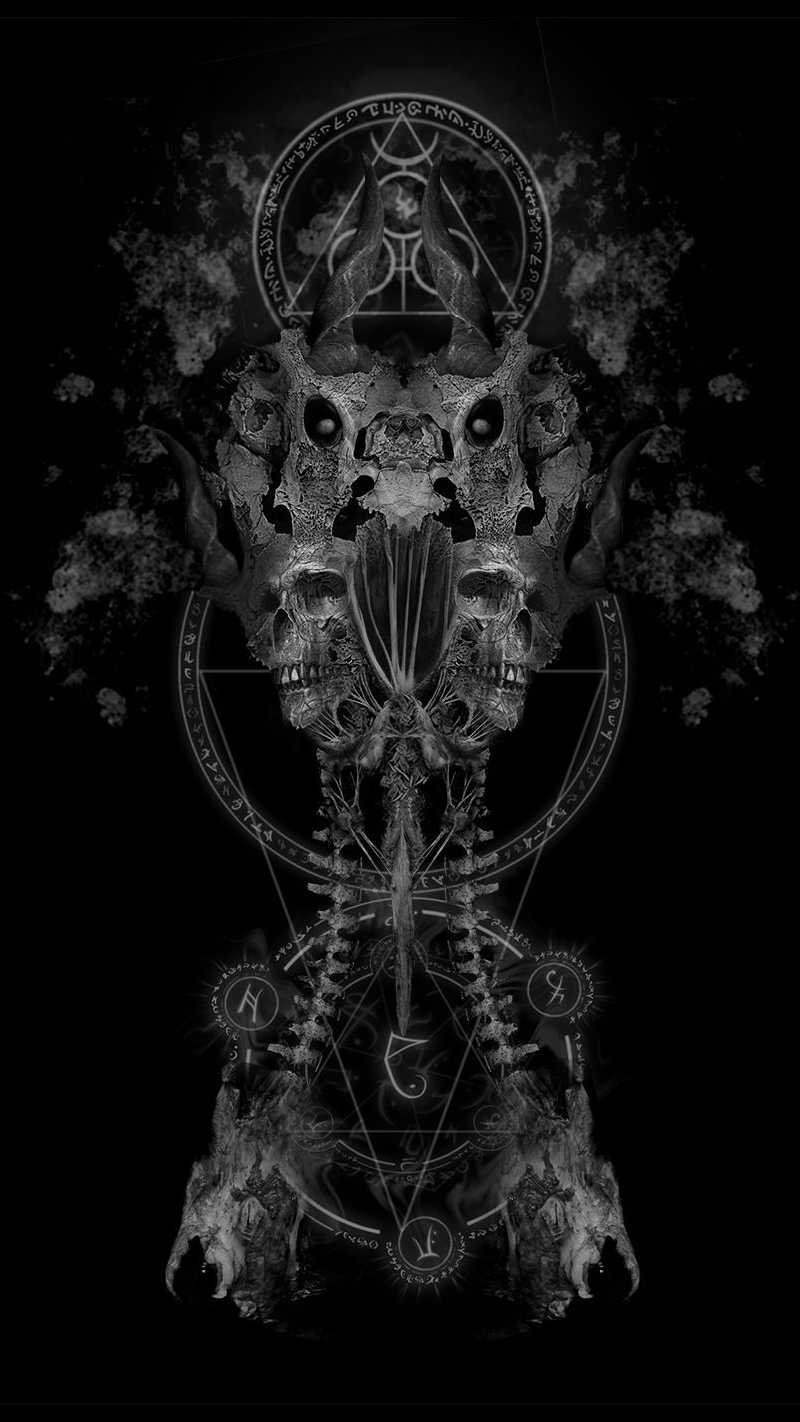 Teschio occulto simboli gotici, 800x1422 Verticale, Mobile