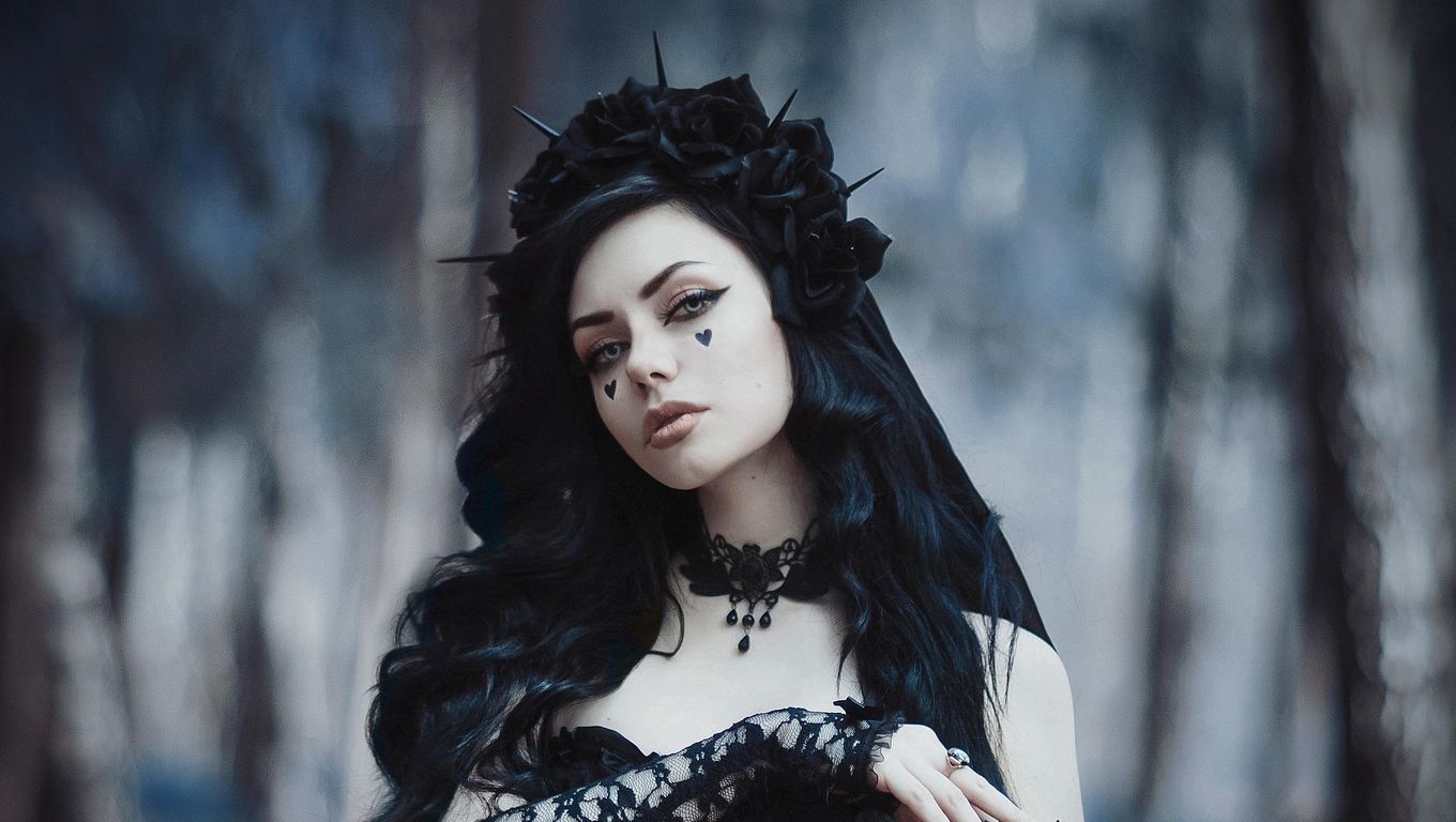 Sposa gotica in nero, 1360x768 720p, HP Laptop