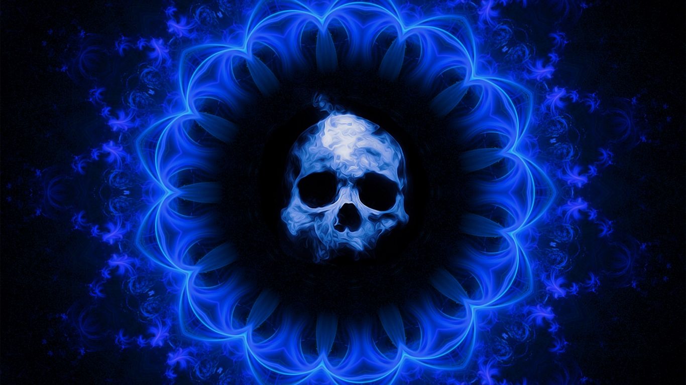 Teschio blu gotico frattale, 1366x768 720p, Dell XPS