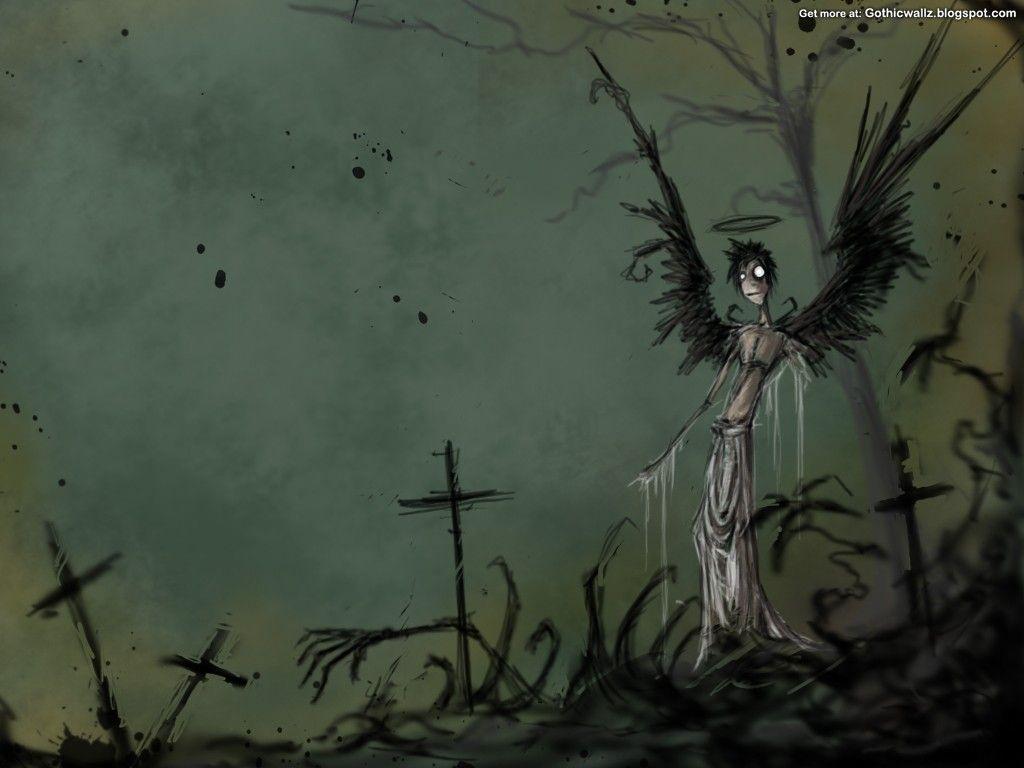 Angelo oscuro tra croci, 1024x768 HD, Notebook Gaming