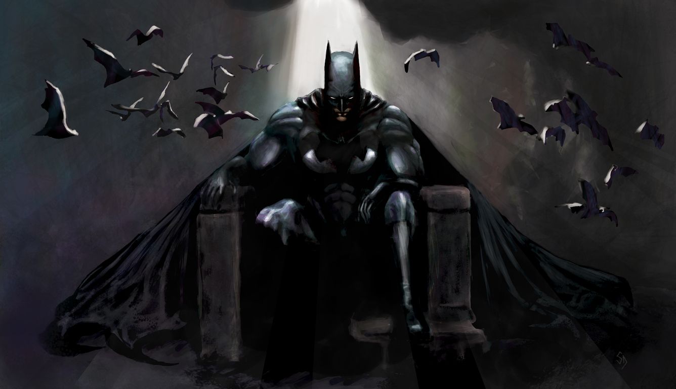 Batman seduto su trono, Gotham, 1336x768 720p, Notebook