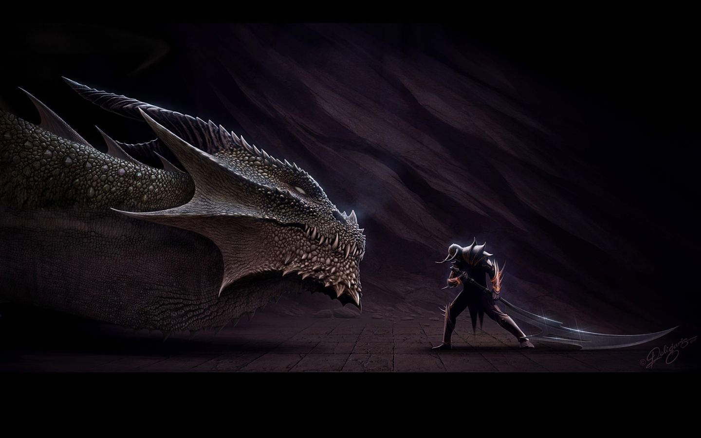 Drago gigante e guerriero oscuro, 1440x900 HD, MacBook Pro