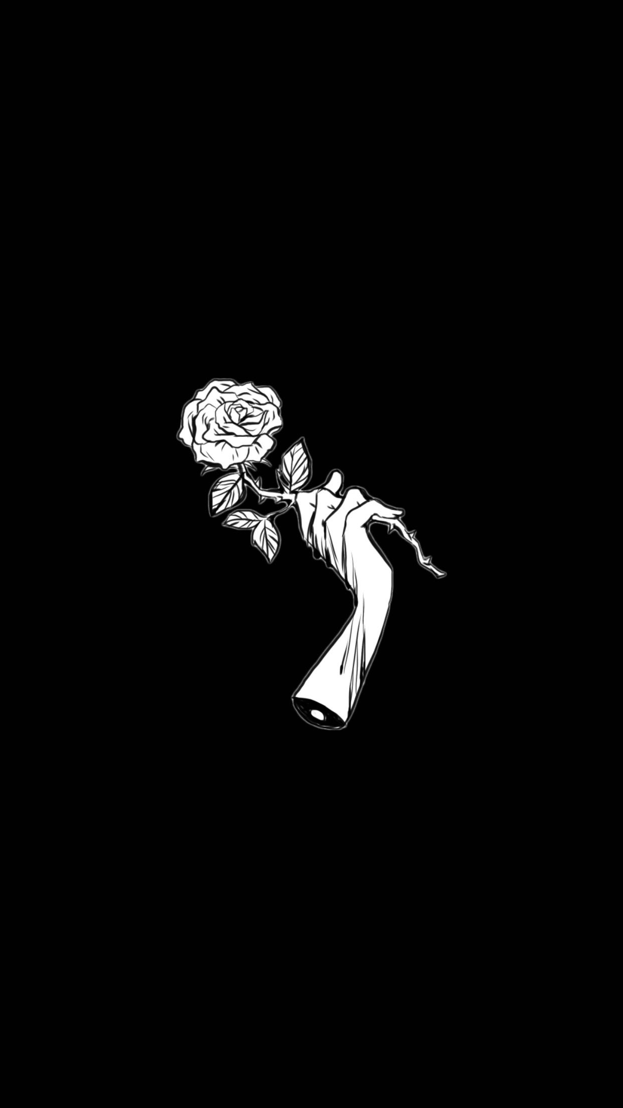 Mano scheletro con rosa nera, 1242x2208 Verticale, Telefono