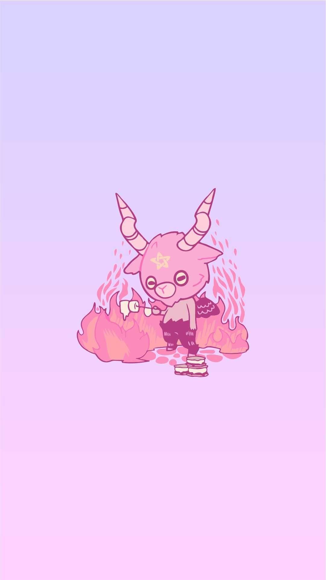 Demone rosa kawaii gotico, 1081x1921 Verticale, Android