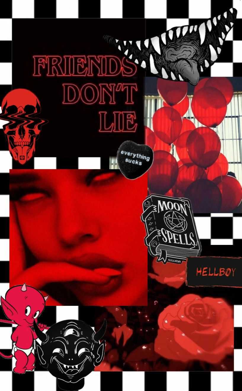 Collage estetica gotica rosso nero, 817x1322 Verticale, Telefono