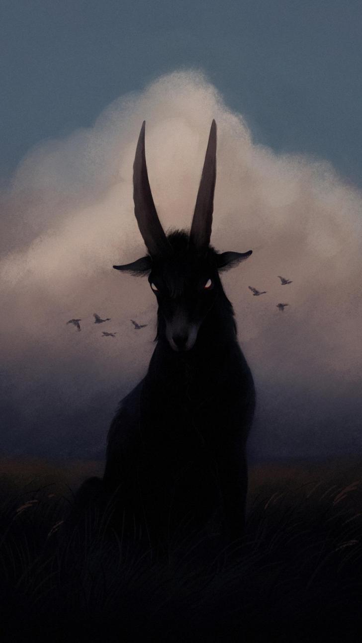 Silhouette capra cornuta gotica, 728x1294 Full HD Verticale, Smartphone