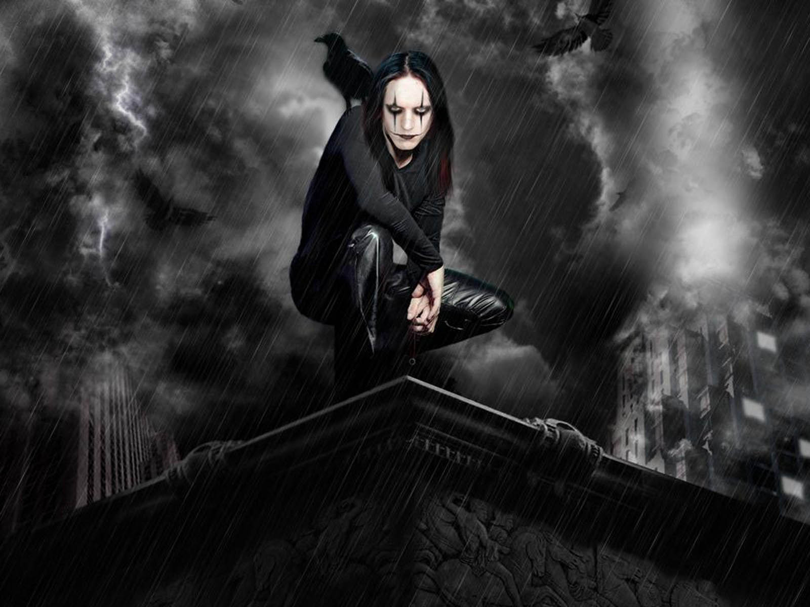 Ragazza gotica su tetto, 1600x1200 HD Ready, Desktop