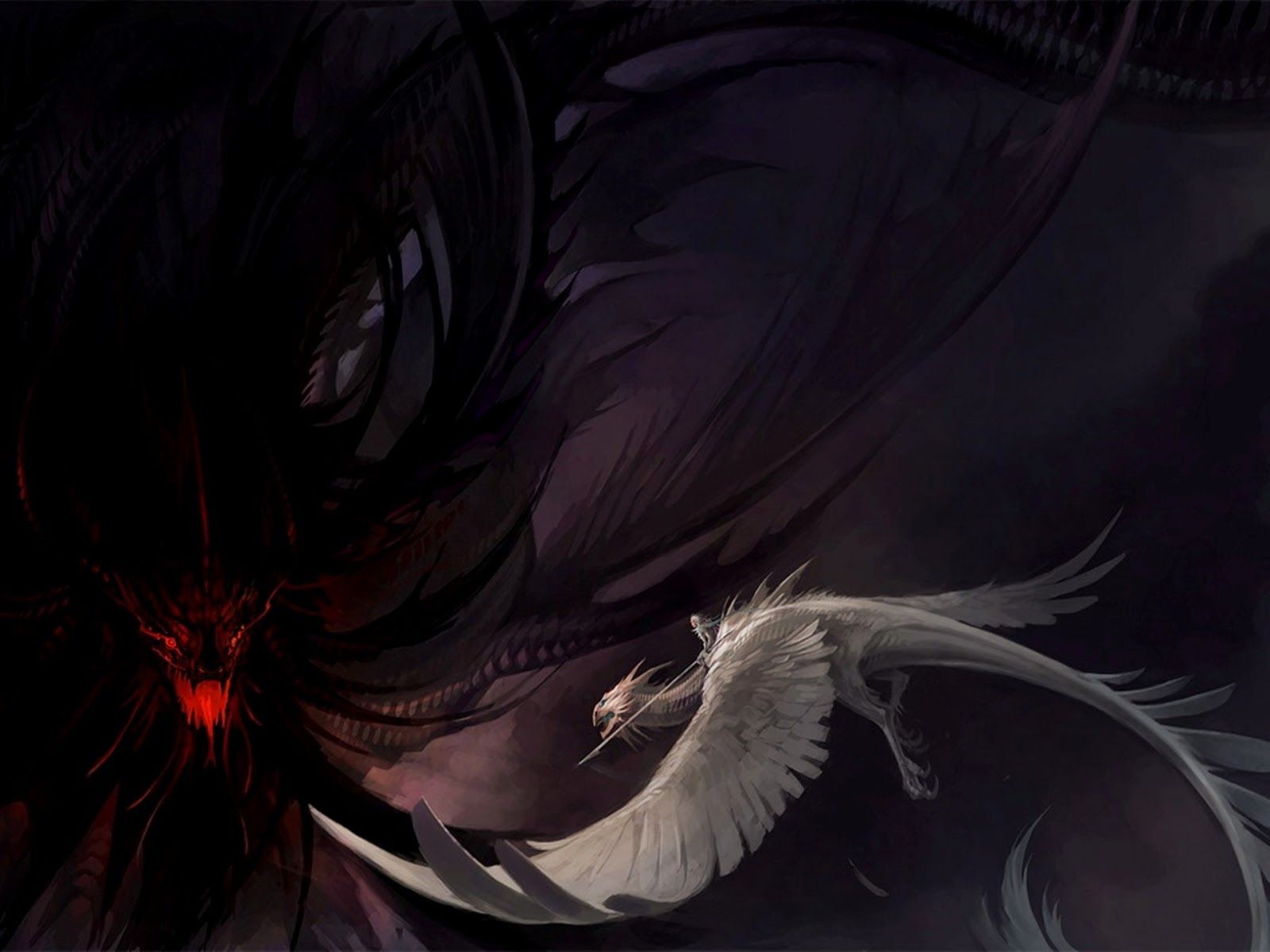 Demone rosso e drago bianco, 1600x1199 HD, Desktop