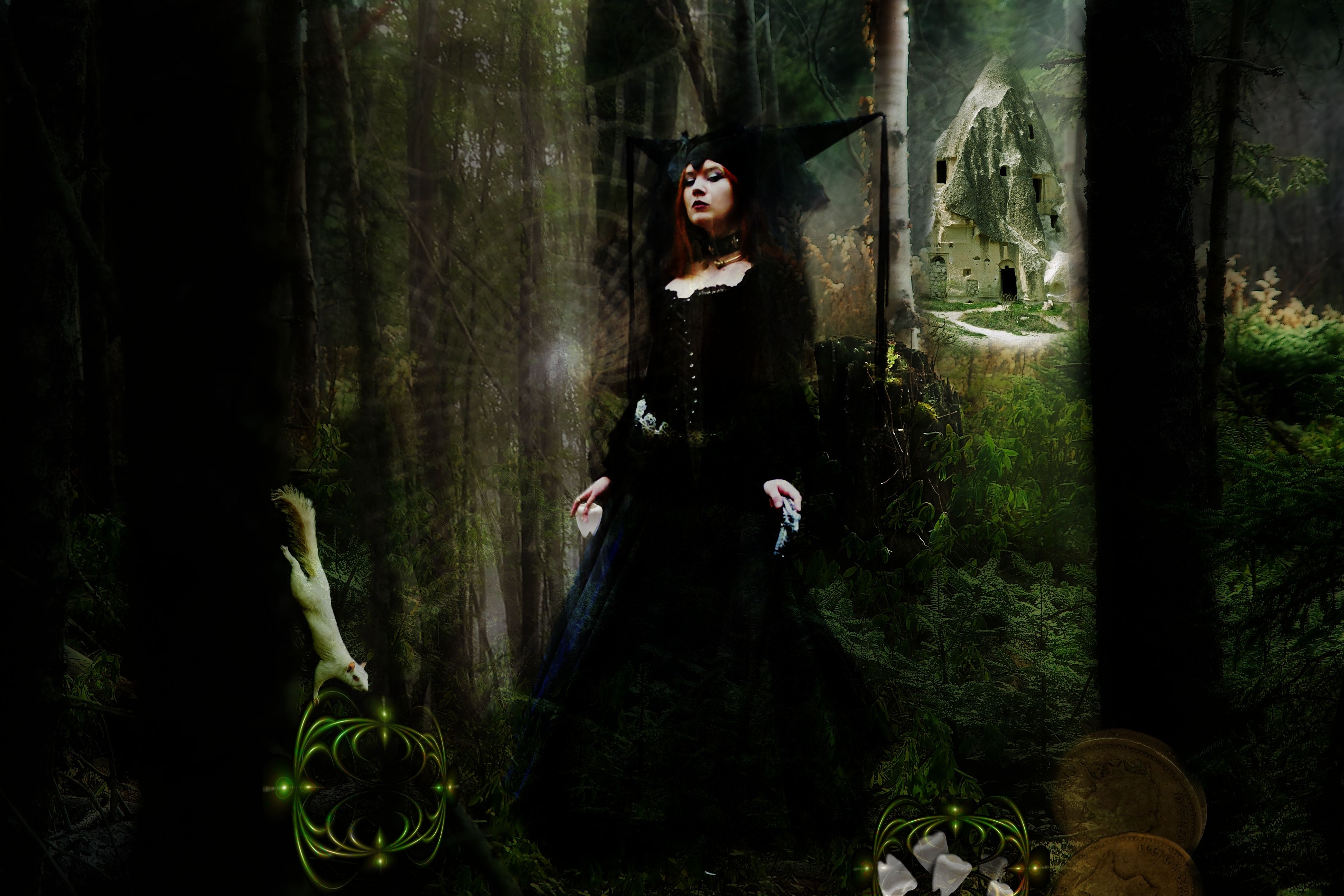 Strega gotica nella foresta scura, 3888x2592 UHD, Monitor 4K