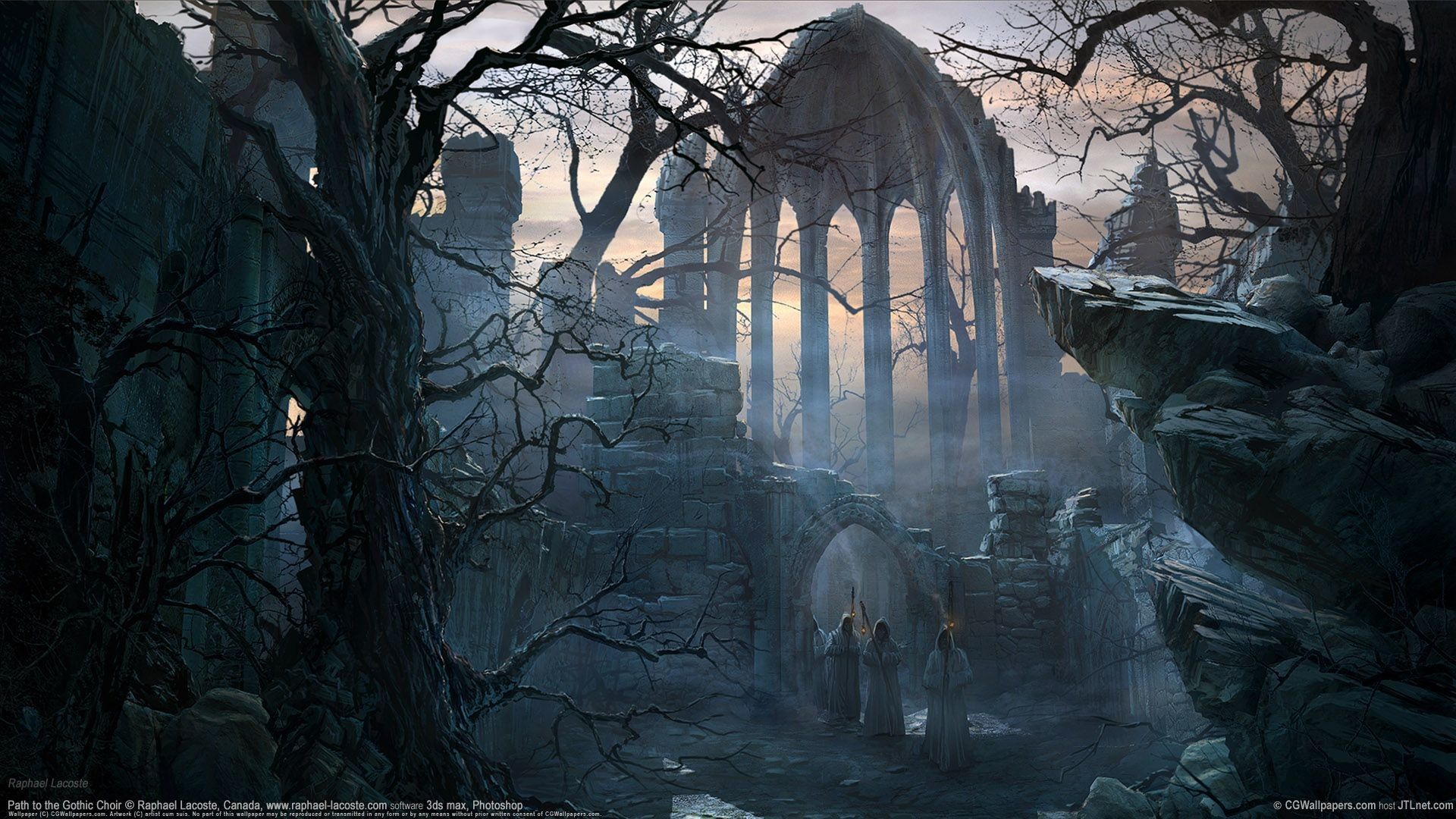 Rovine gotiche nella nebbia, 1920x1080 Full HD 1080p, PC