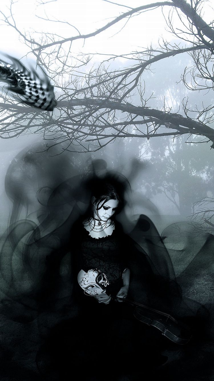Donna gotica scura con teschio, 750x1334 Full HD Verticale, iPhone
