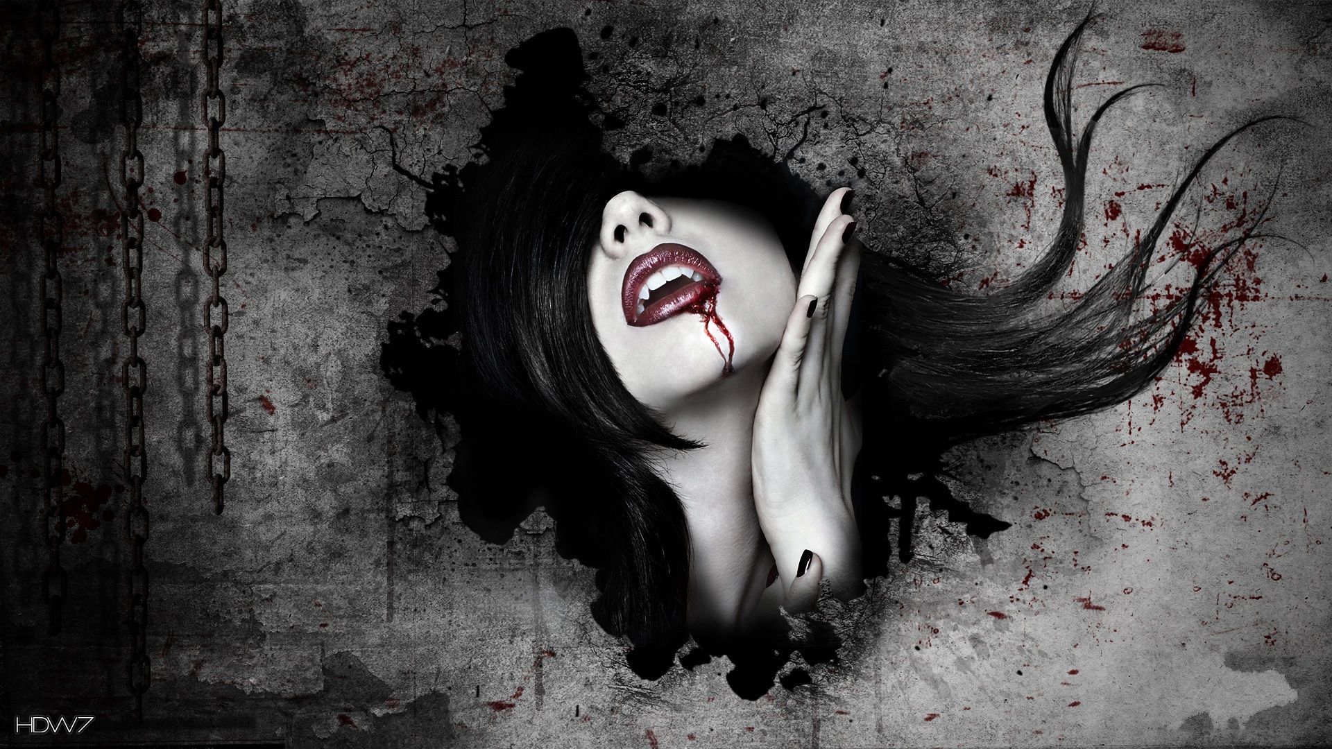 Vampira gotica con sangue, 1920x1080 Full HD 1080p, Desktop