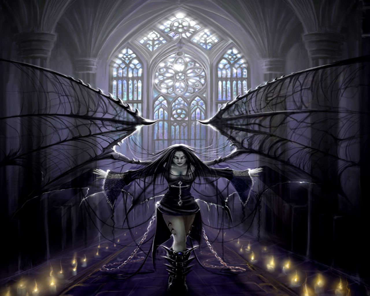 Demone alato in cattedrale gotica, 1280x1024 HD, Desktop