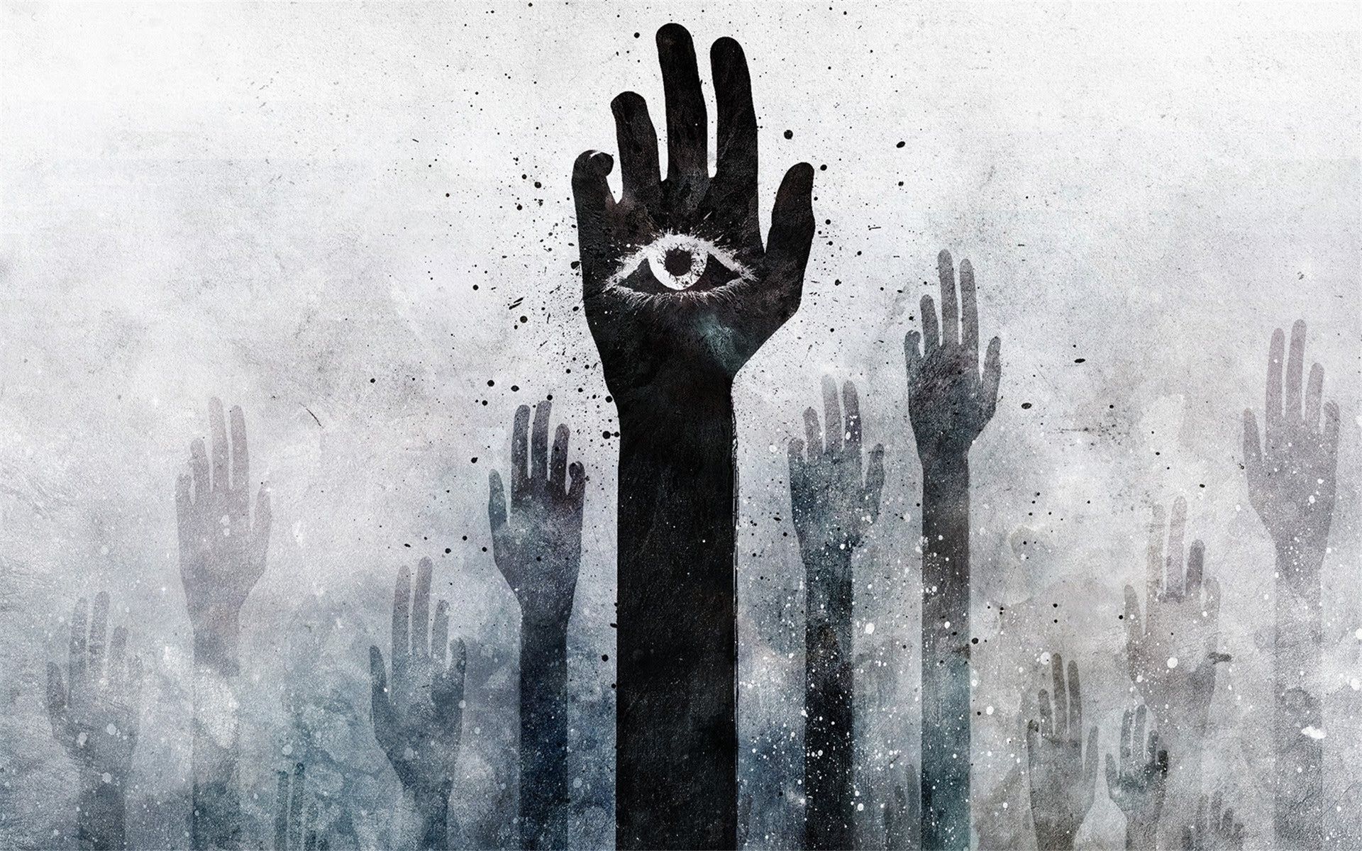 Mano nera con occhio, sagome, 1920x1200 Full HD+, PC