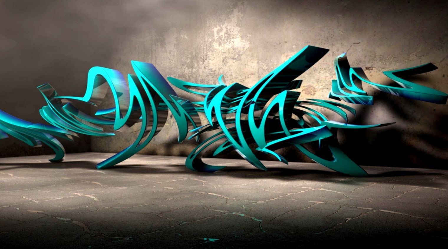 Graffiti 3D astratto turchese, 1520x846 HD, Desktop