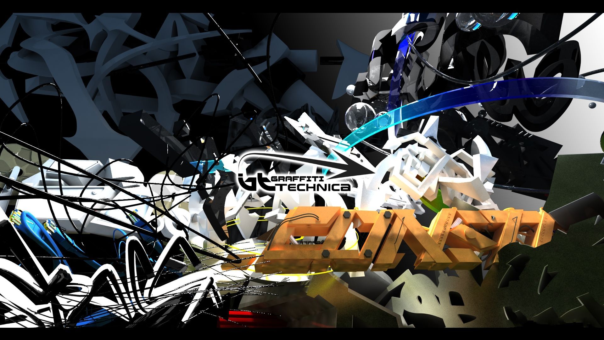 Graffiti 3D astratto multicolore, 1920x1080 Full HD 1080p, Laptop