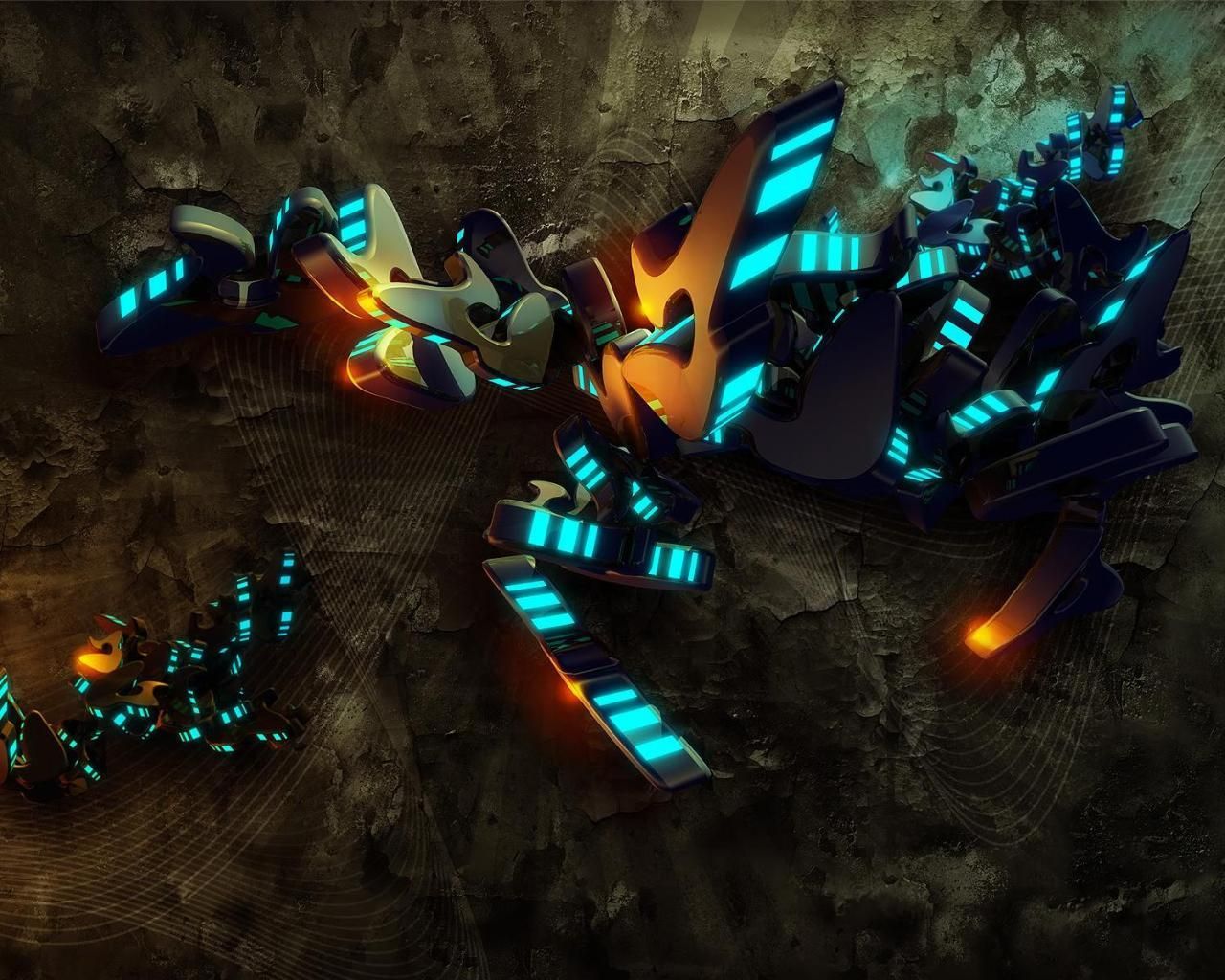 Graffiti 3D luci neon, 1280x1024 HD, Desktop