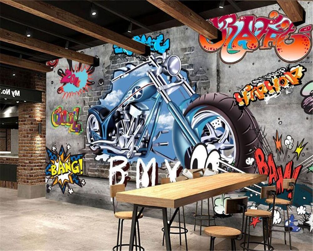 Murale graffiti moto chopper, 1000x800 HD, Desktop