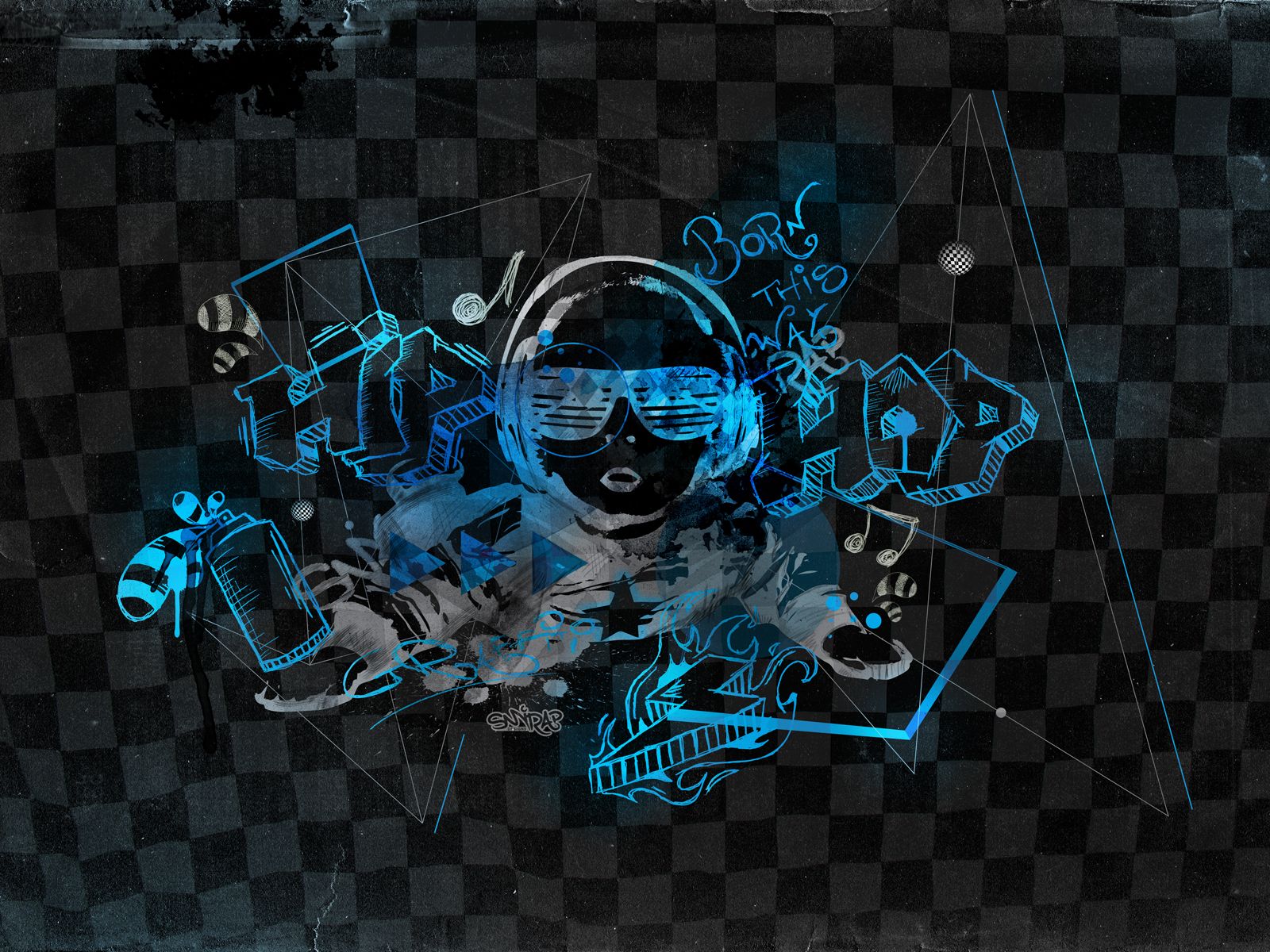 Graffiti 3D personaggio blu hip hop, 1600x1200 900p, HP Laptop