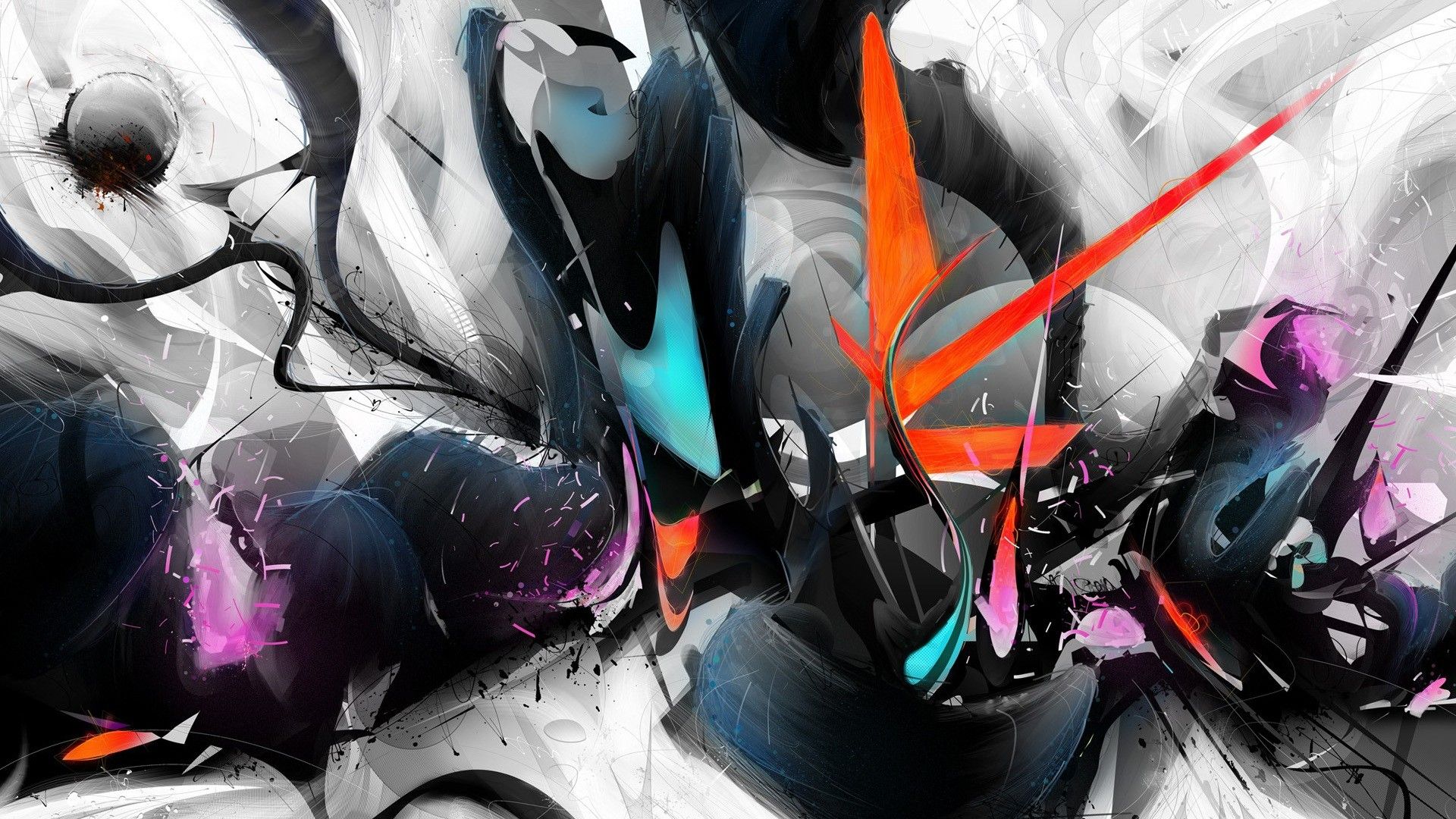 Astratto graffiti 3D nero, 1920x1080 Full HD, Desktop