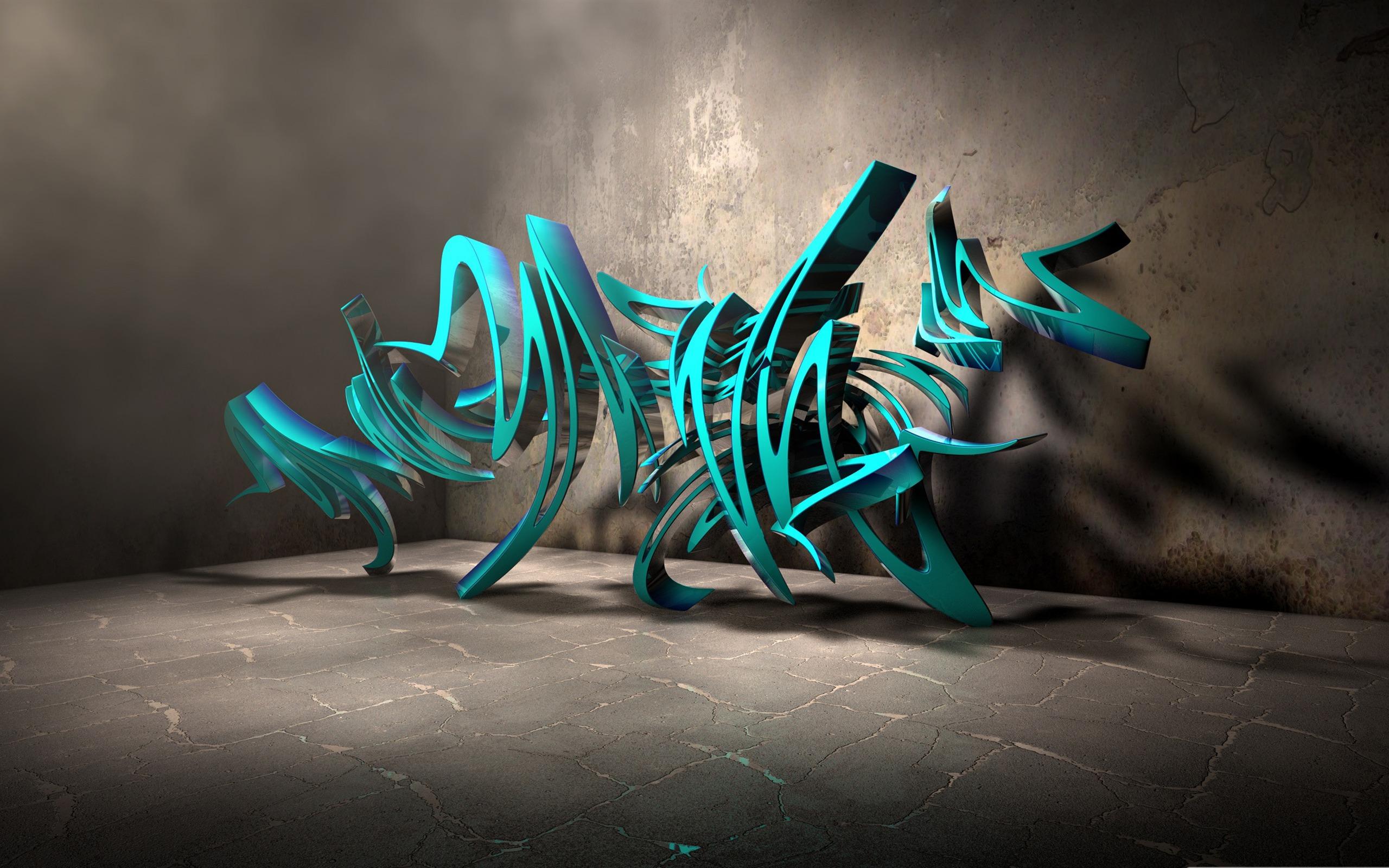 Graffiti 3D astratto turchese, 2560x1600 WQXGA, PC