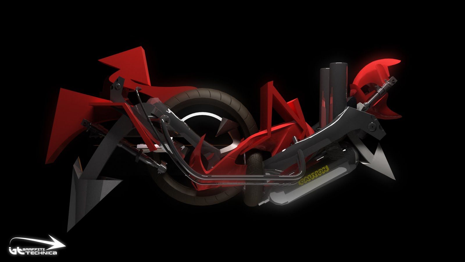 Graffiti 3D rosso e nero, 1600x900 HD Ready, Desktop