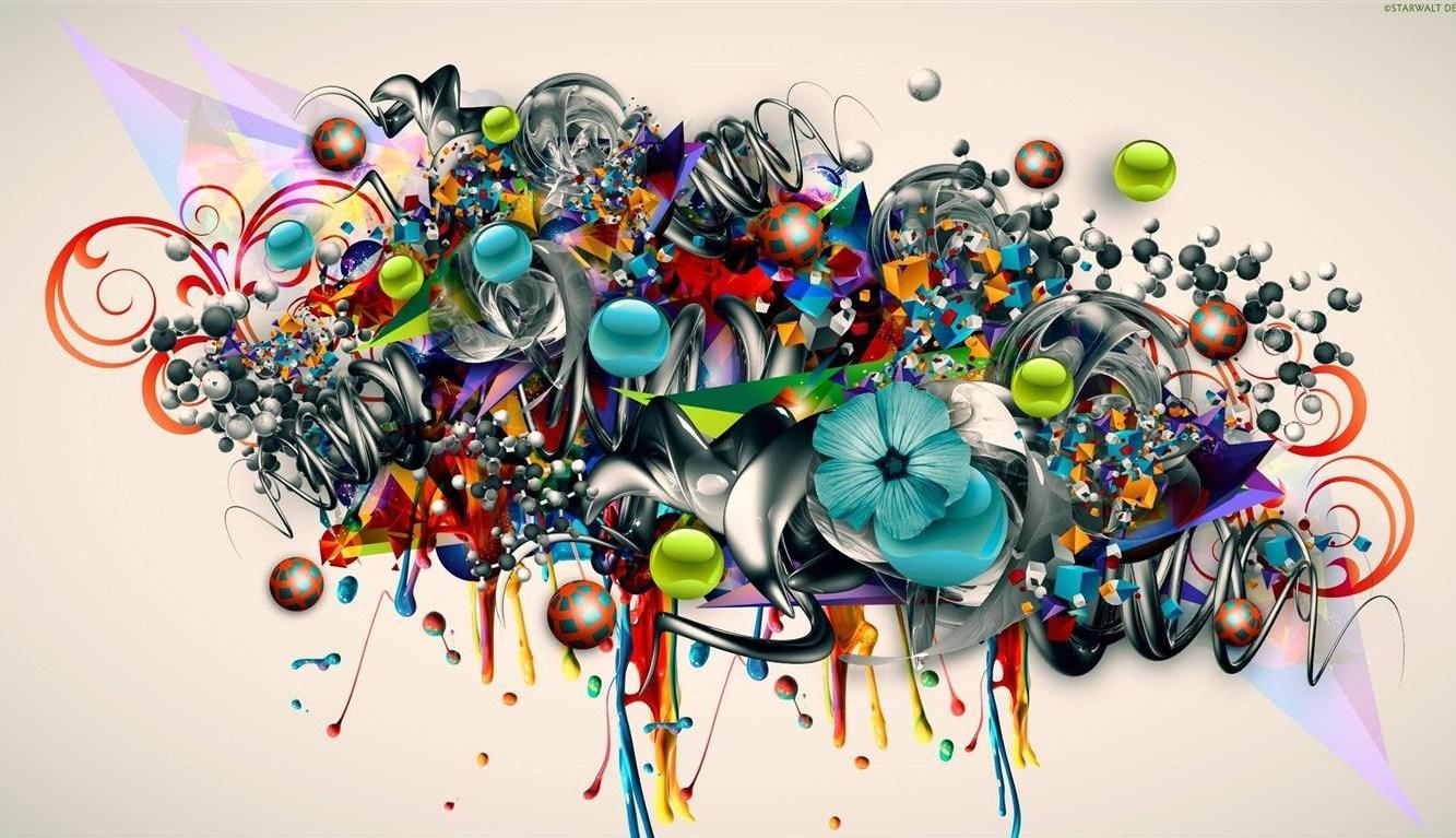 Graffiti 3D astratto colorato, 1333x767 HD, Desktop