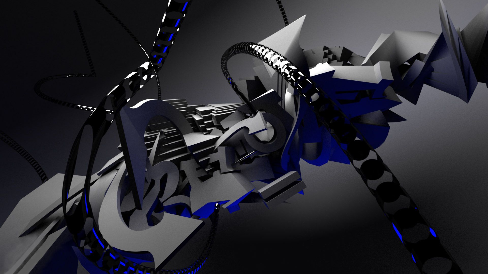 Forme astratte 3D grigio blu, 1920x1080 1080p, Desktop