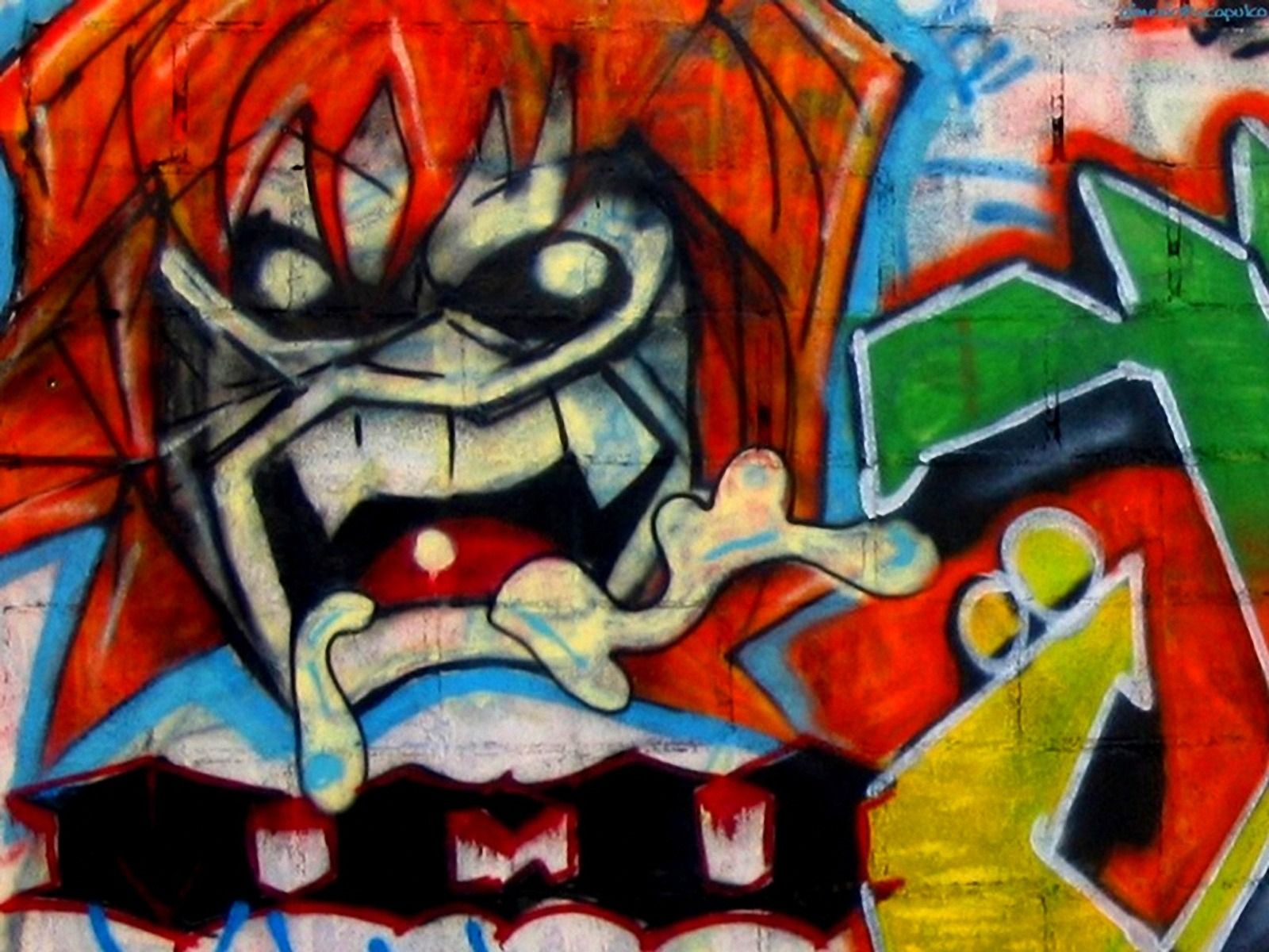 Murale graffiti volto donna colorato, 1024x768 HD, Desktop