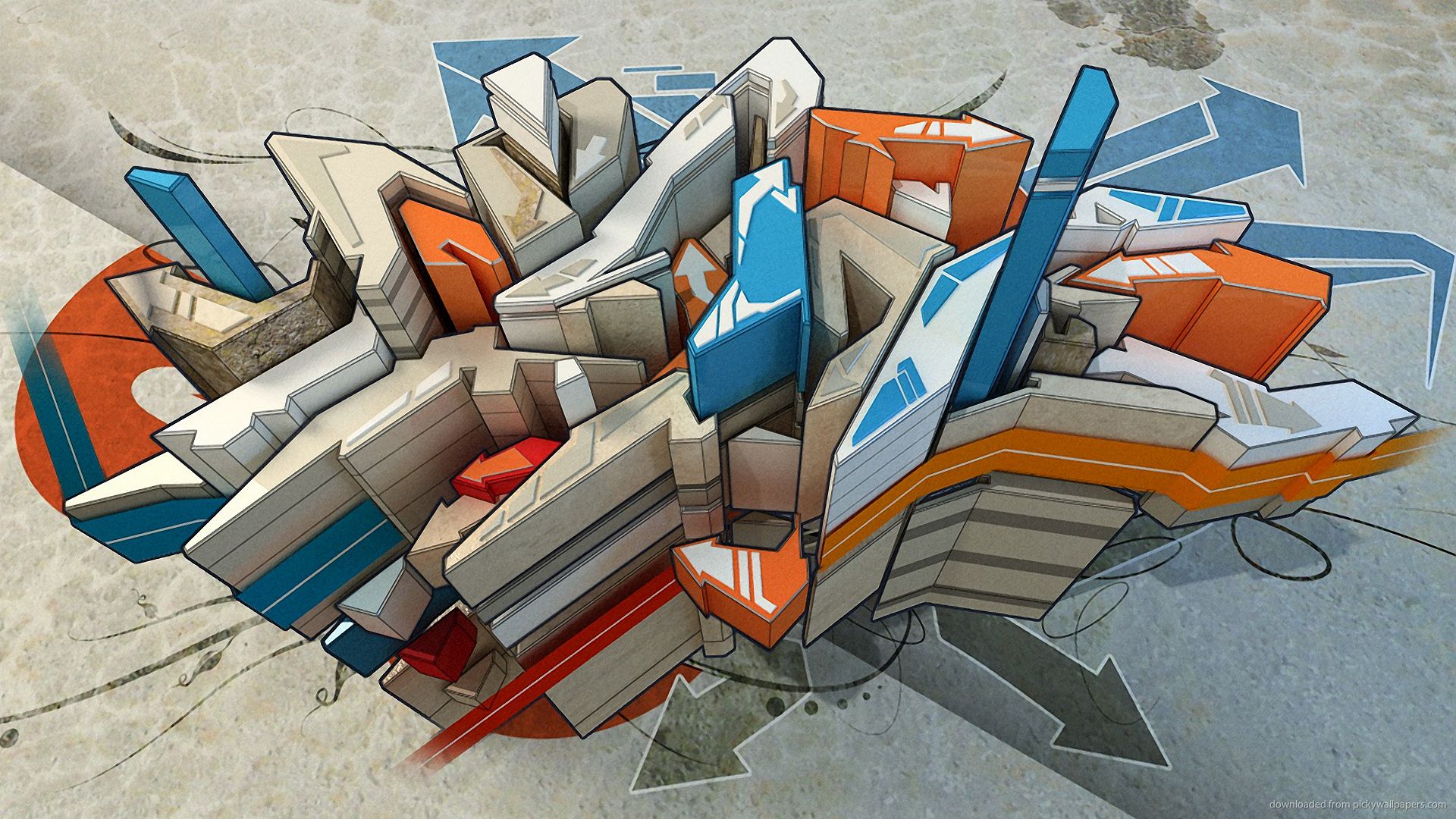 Graffiti 3D astratto geometrico, 1920x1080 Full HD, Desktop
